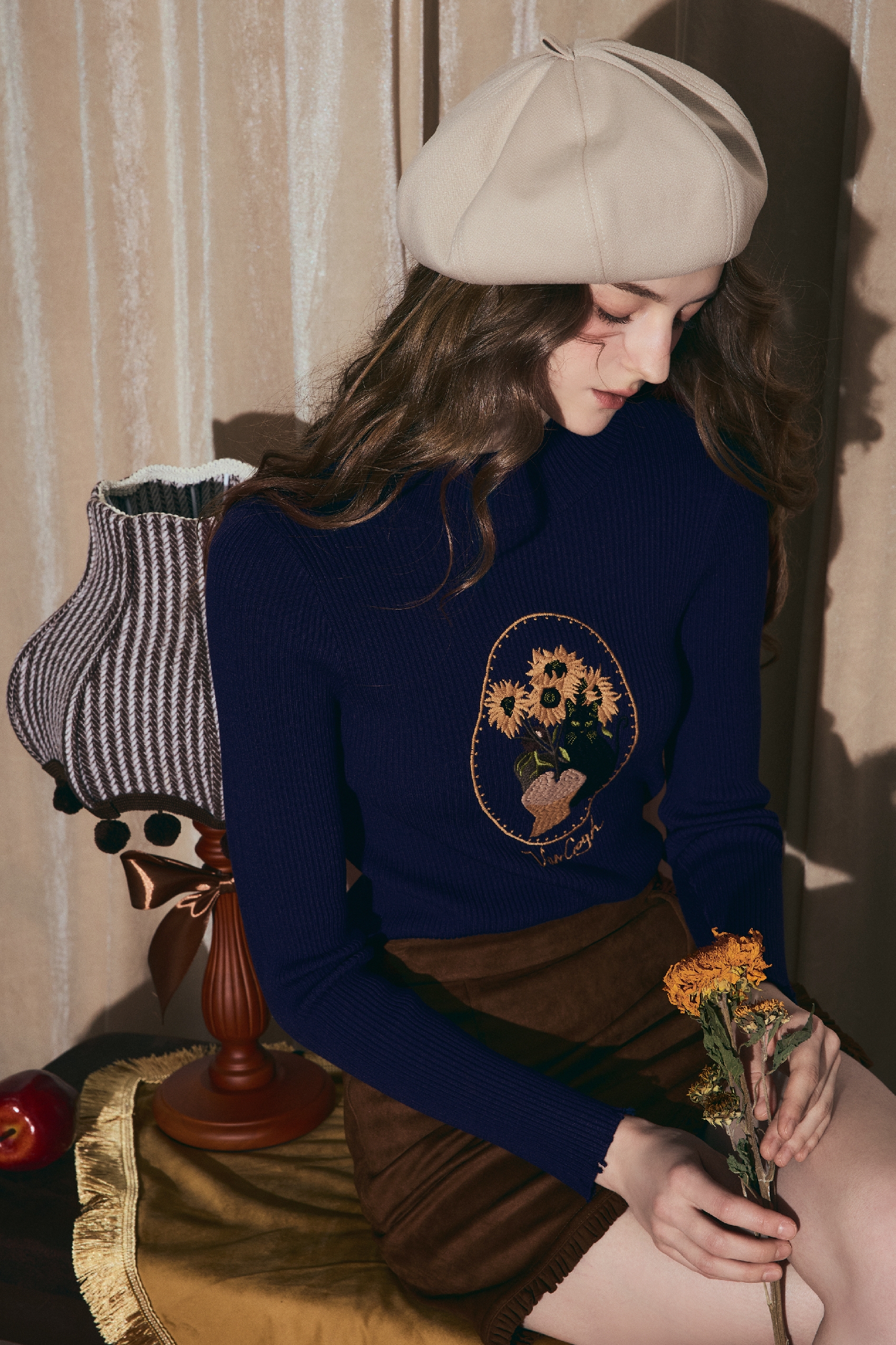 Van Gogh-Inspired Vintage Knit Base Top