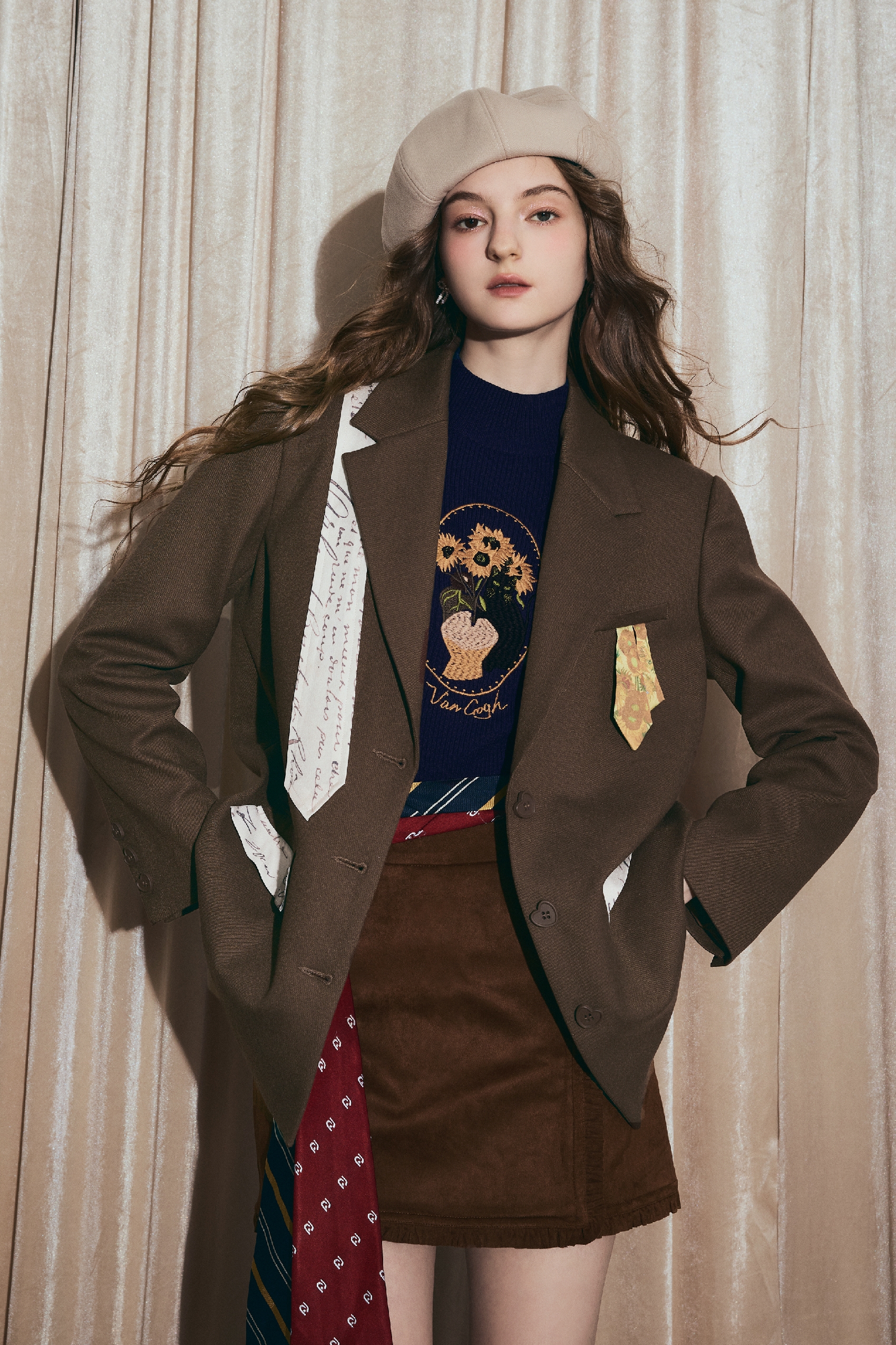 Van Gogh-Inspired Vintage Knit Base Top