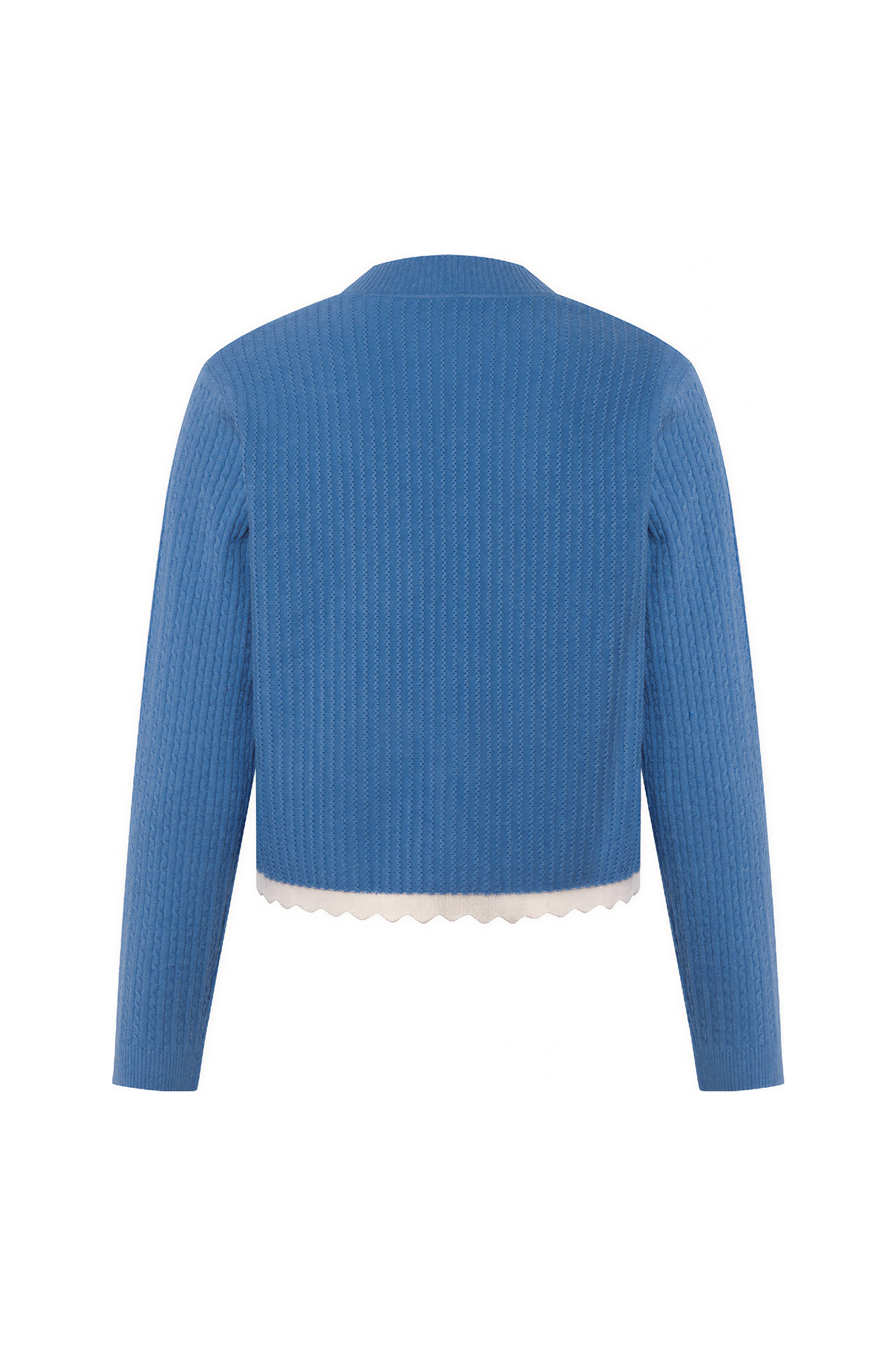 Blue Art-Inspired Cropped Knit Sweater