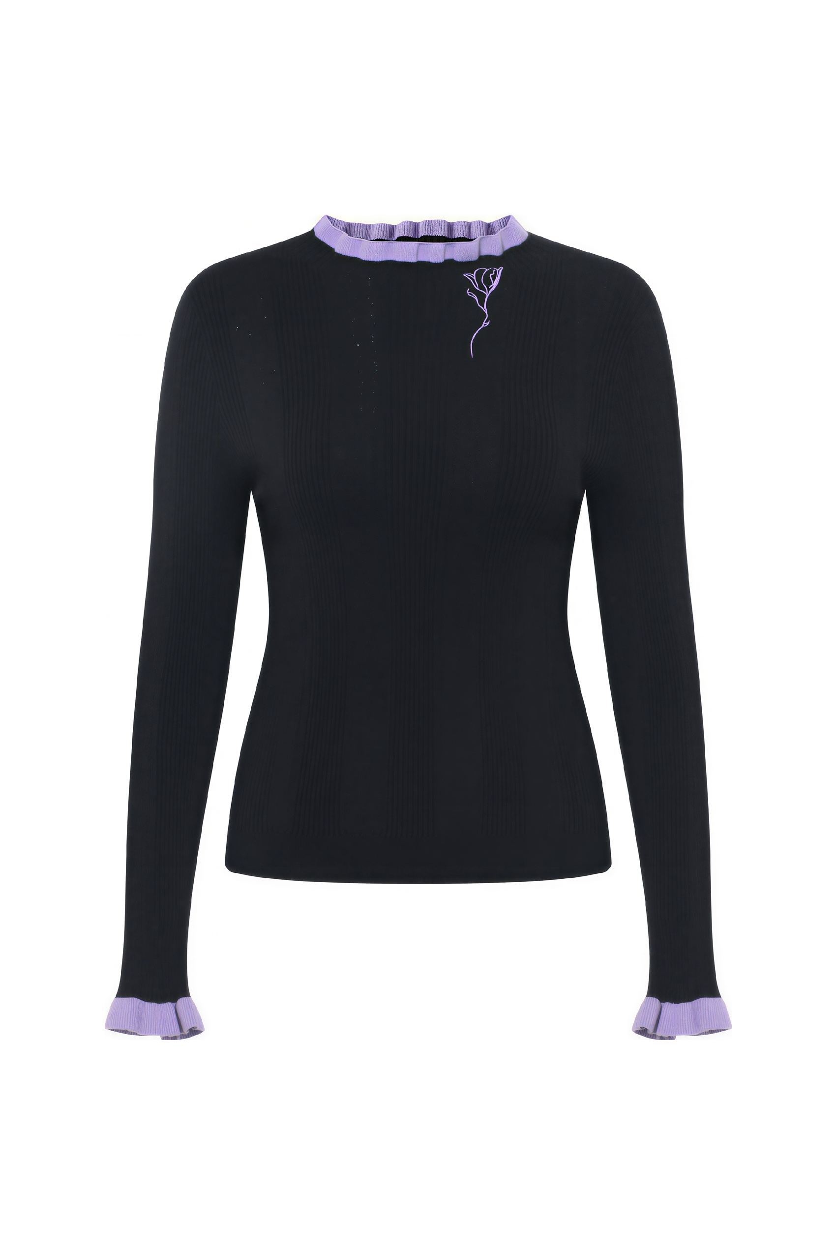 Semi-high neck knitted base layer top