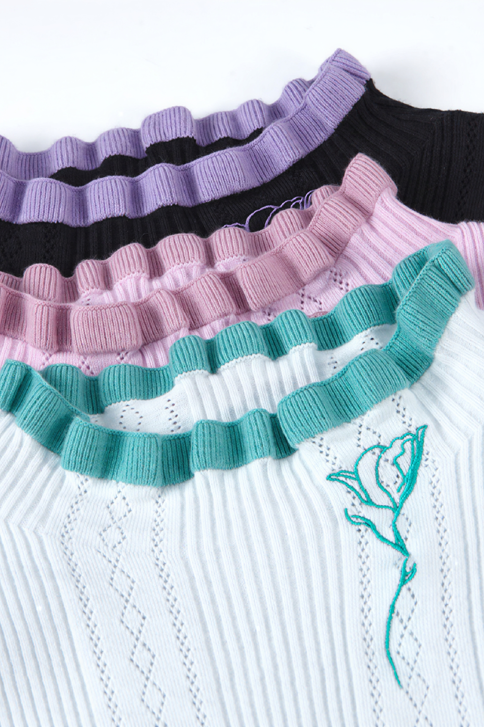 Semi-high neck knitted base layer top