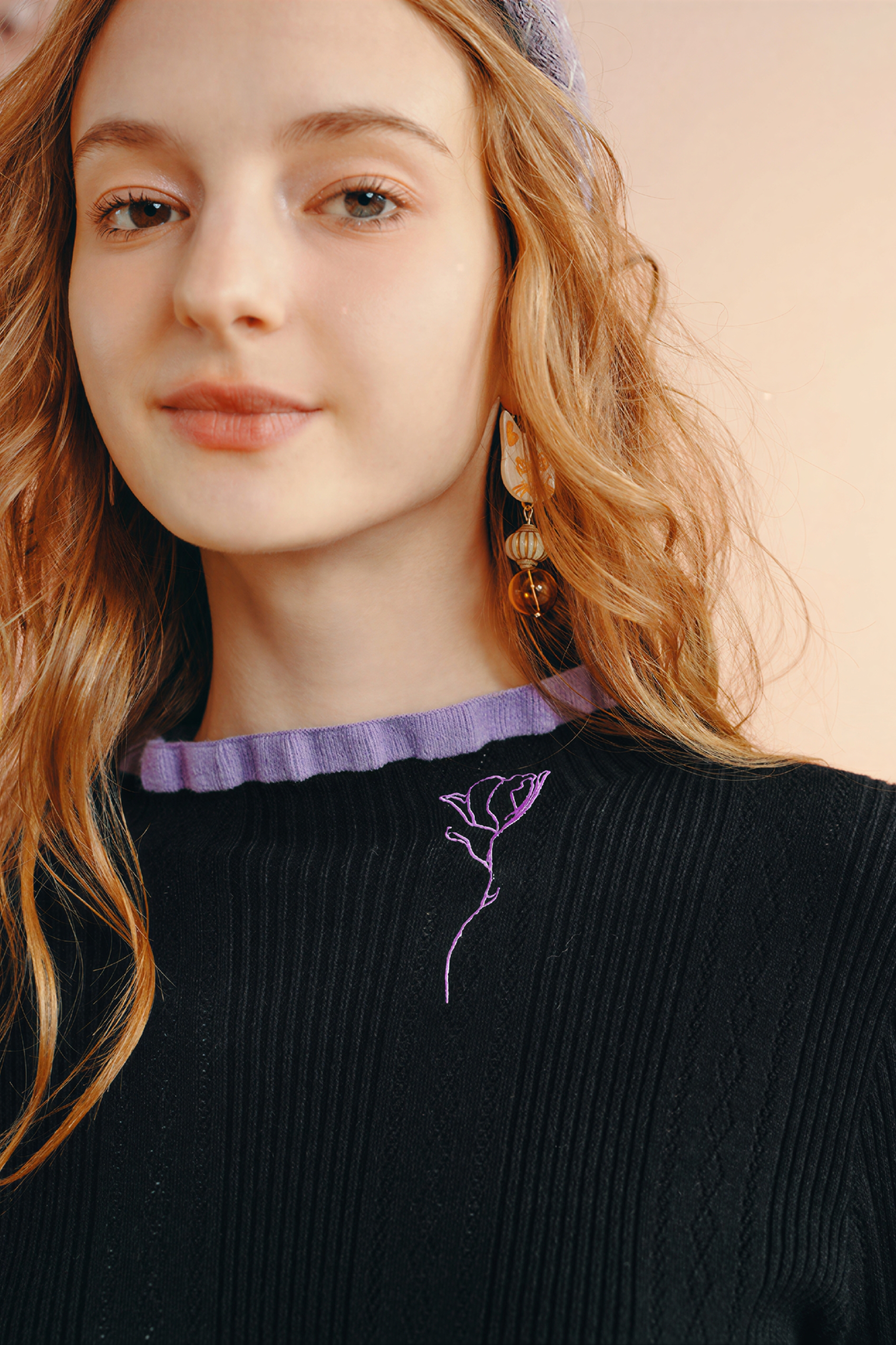 Semi-high neck knitted base layer top