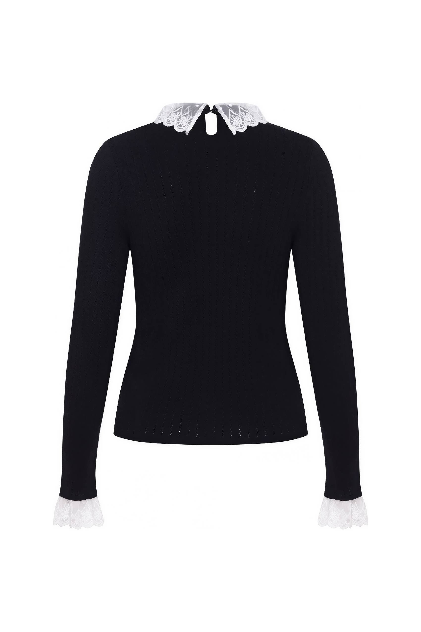 Worn with a fitted knit sweater underneath