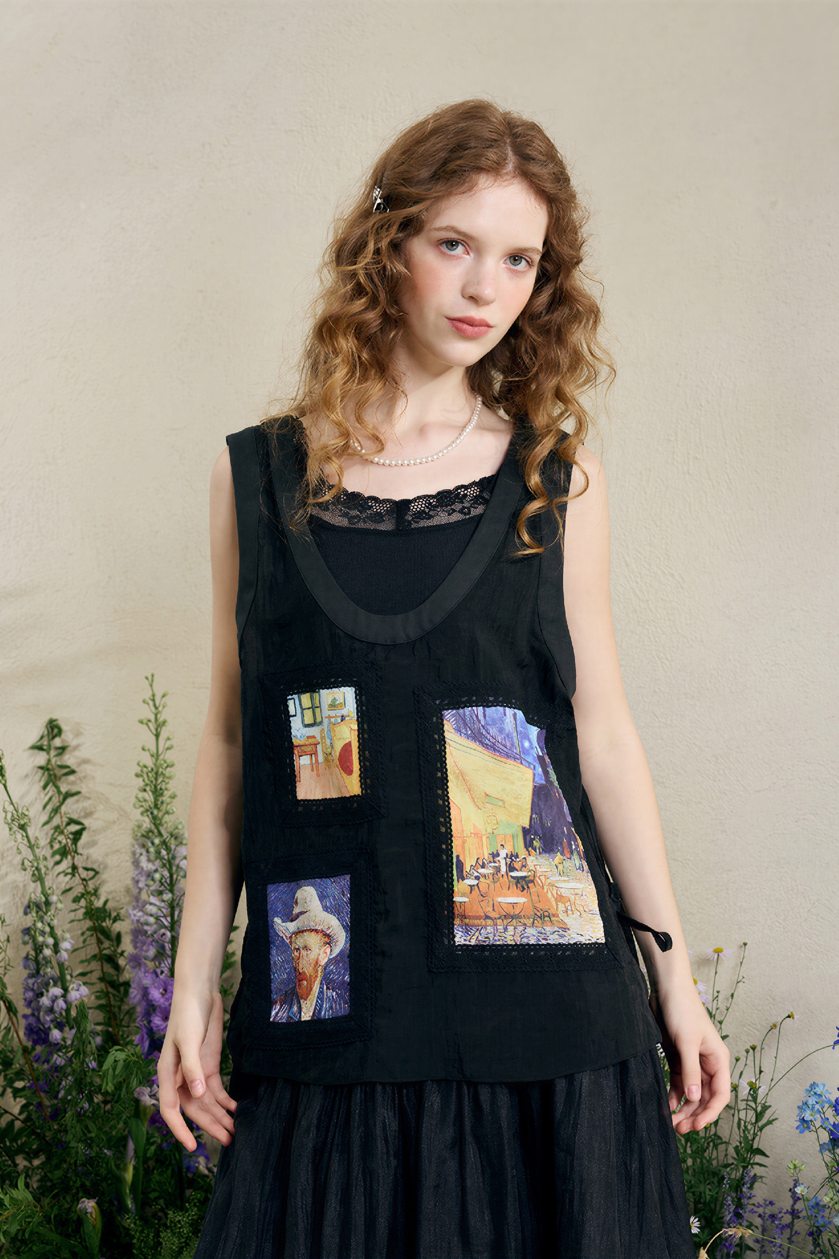 Printed Appliqué Embroidered Lace Vest