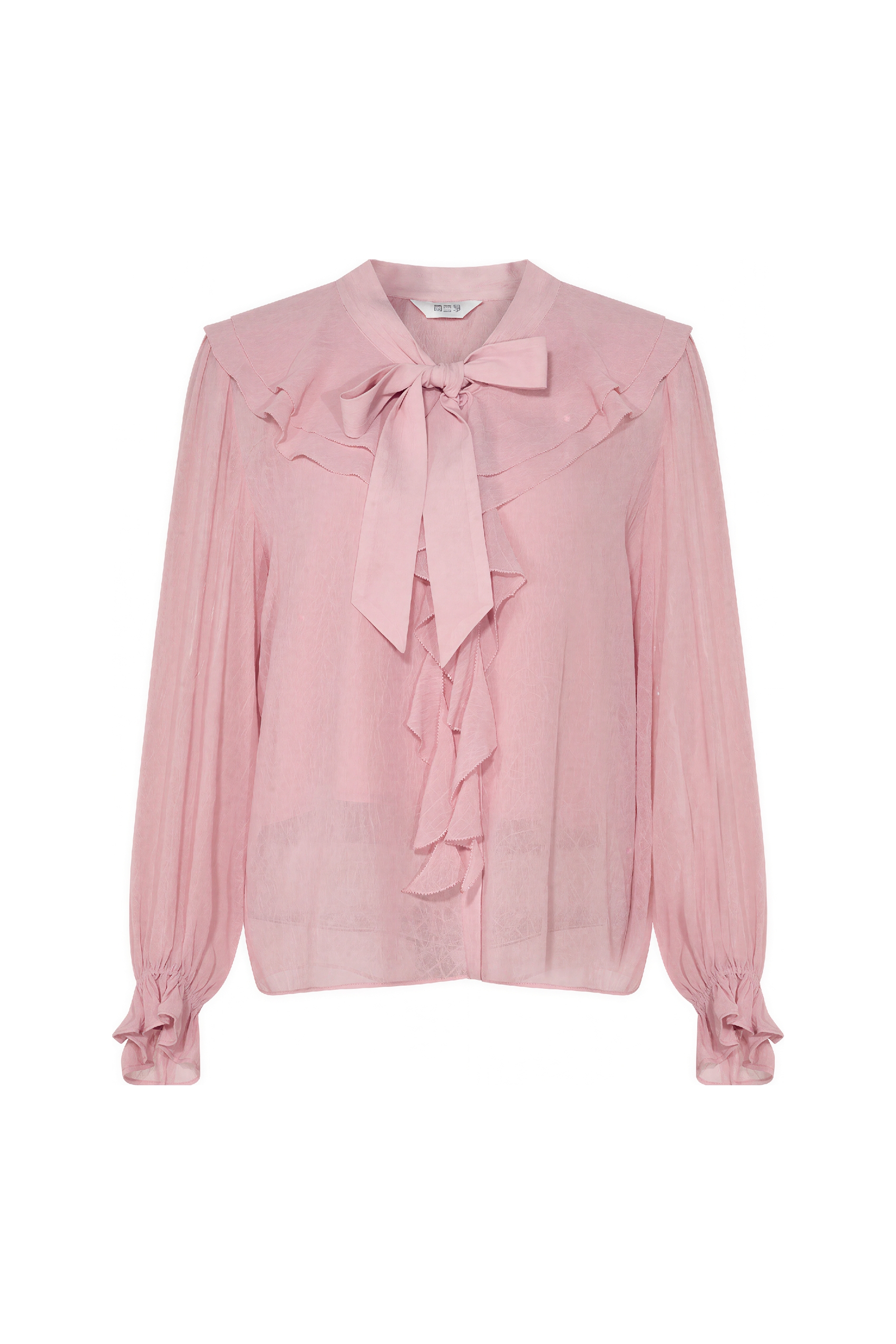 White French Ruffle Chiffon Blouse-LYONSENS