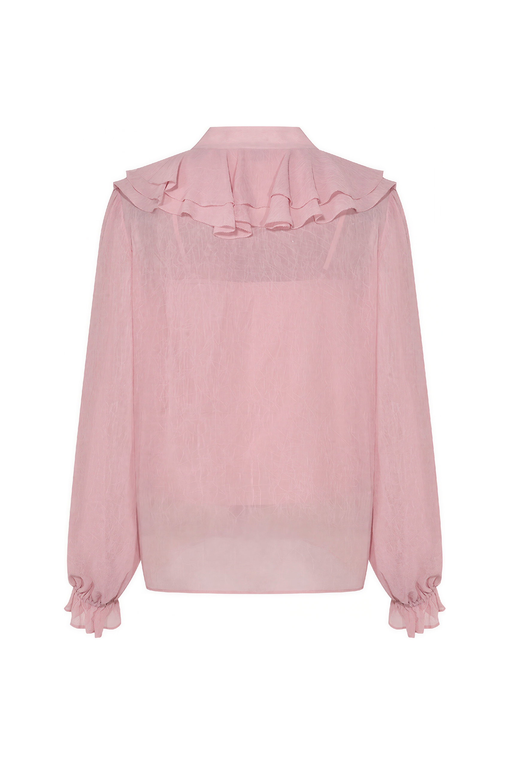 White French Ruffle Chiffon Blouse-LYONSENS