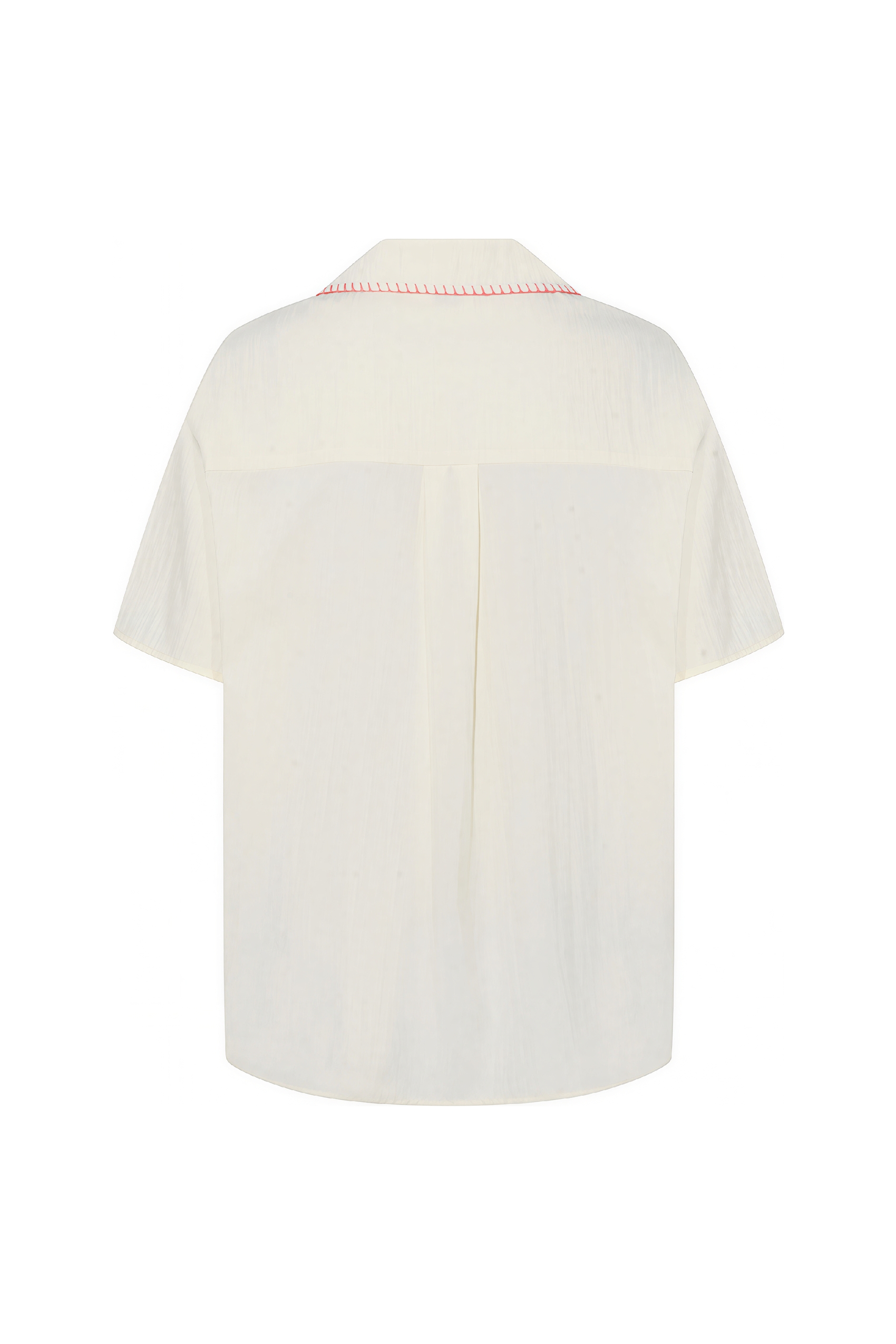 White Vintage Printed Collar Shirt