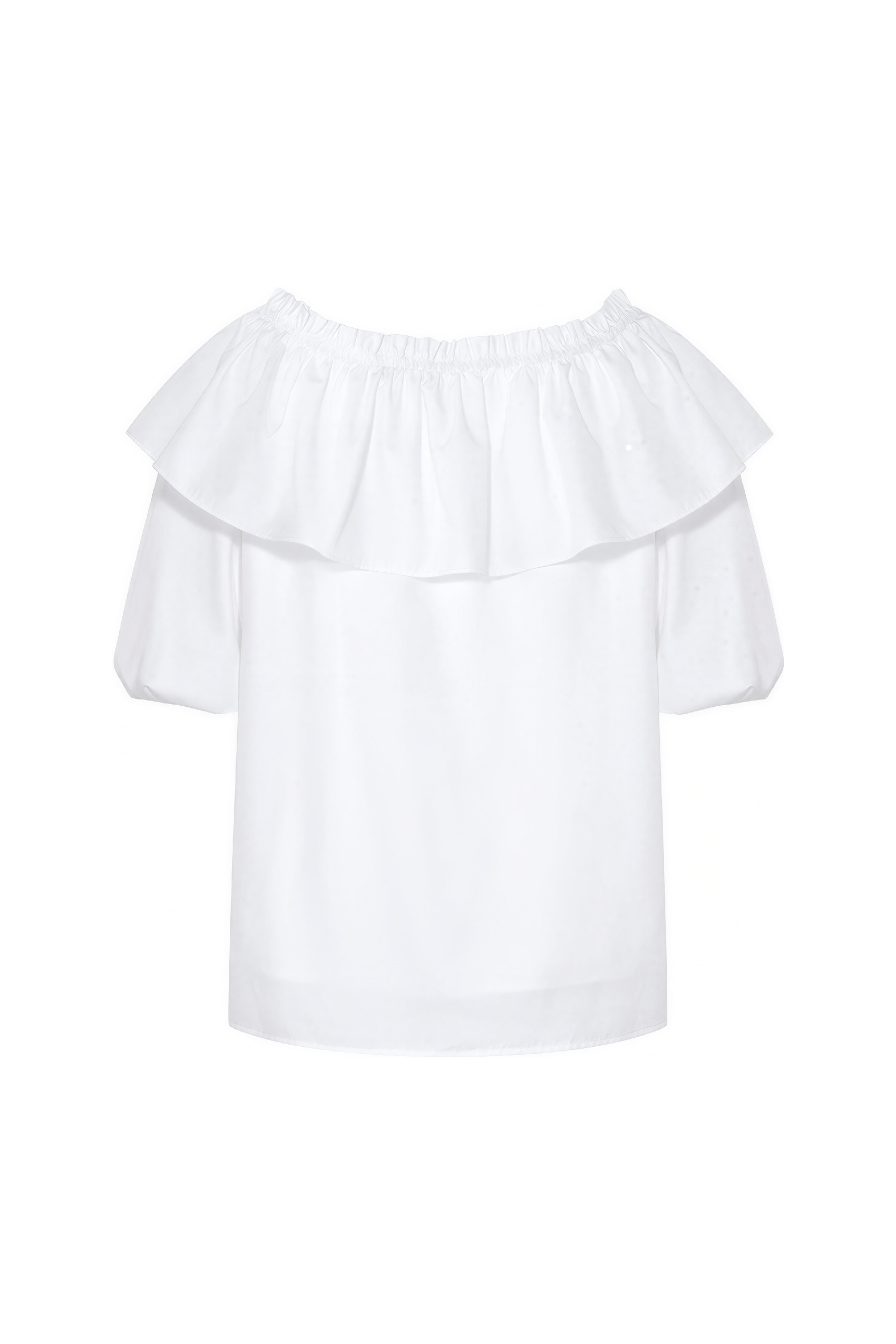 White Ruffle-Detail Shirt