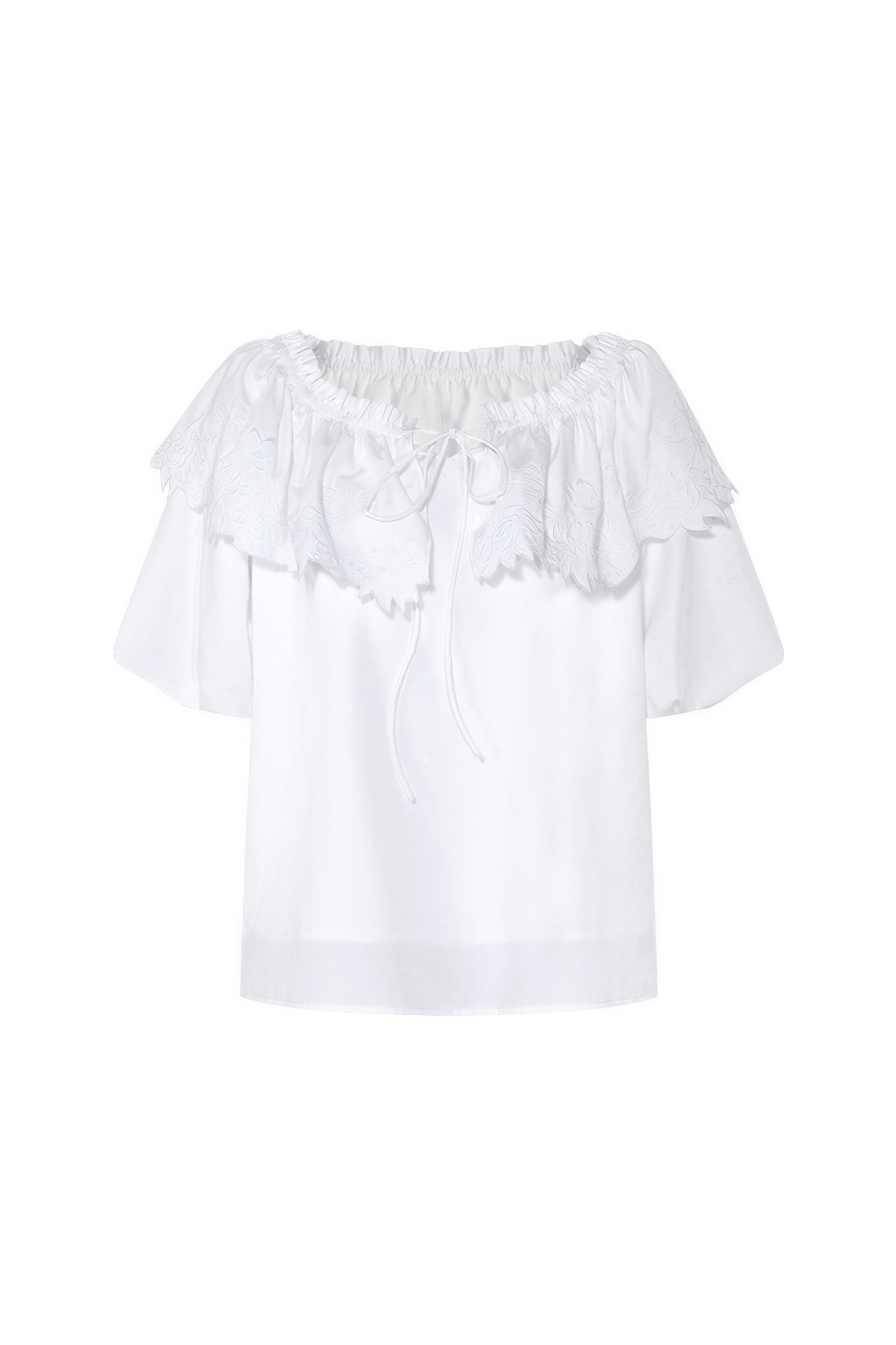 White Ruffle-Detail Shirt