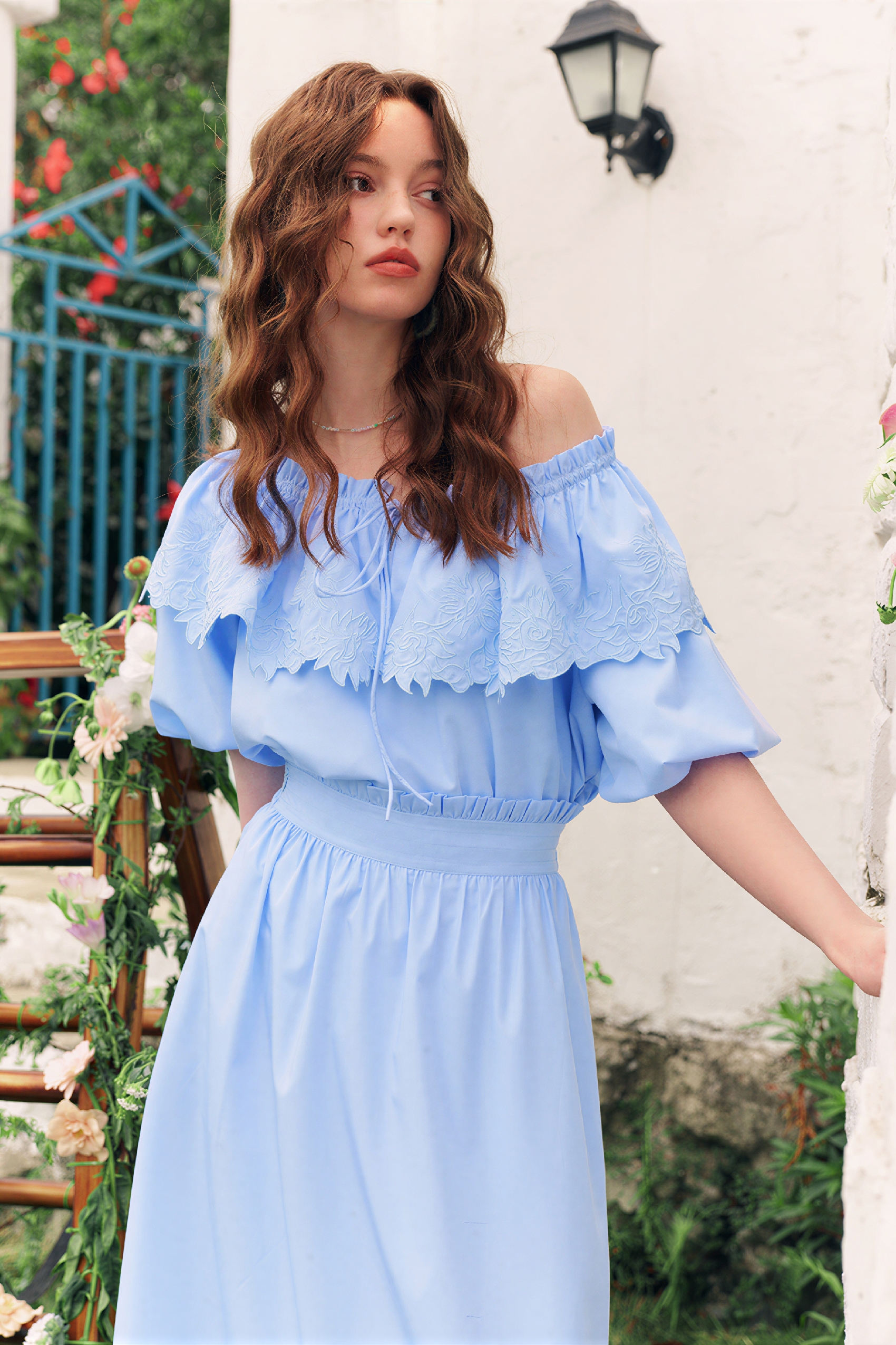 White Ruffle-Detail Shirt