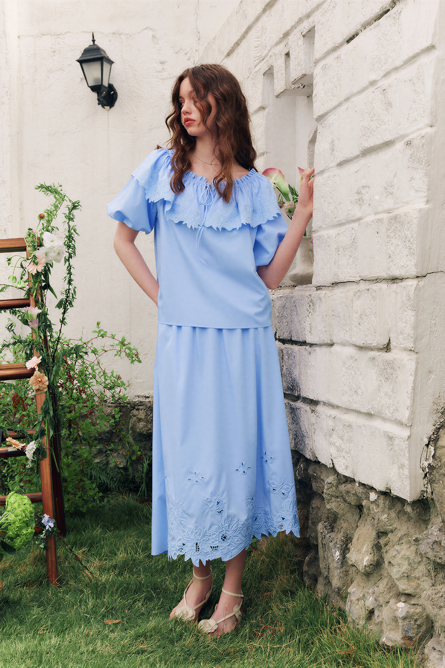 White Ruffle-Detail Shirt