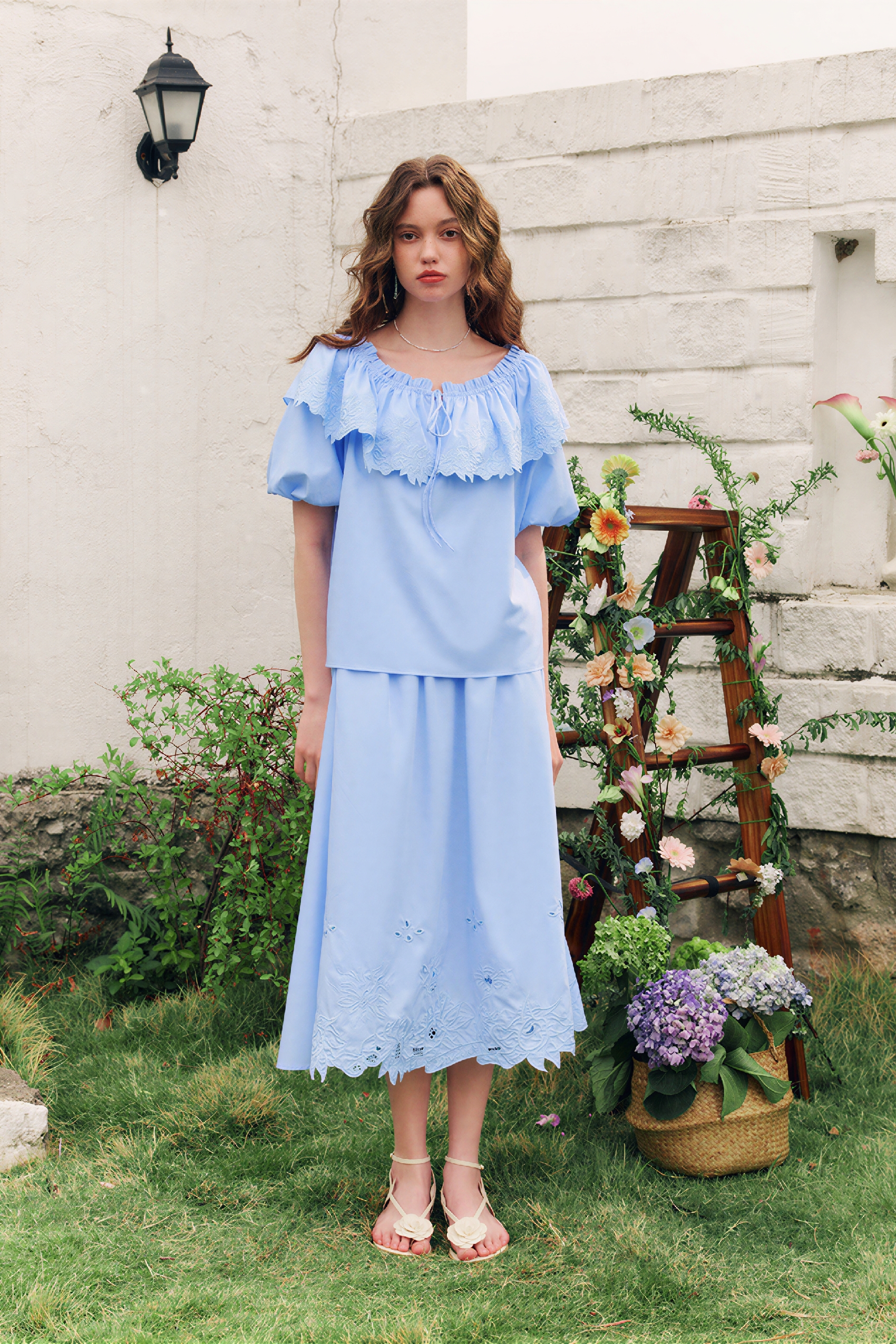 White Ruffle-Detail Shirt