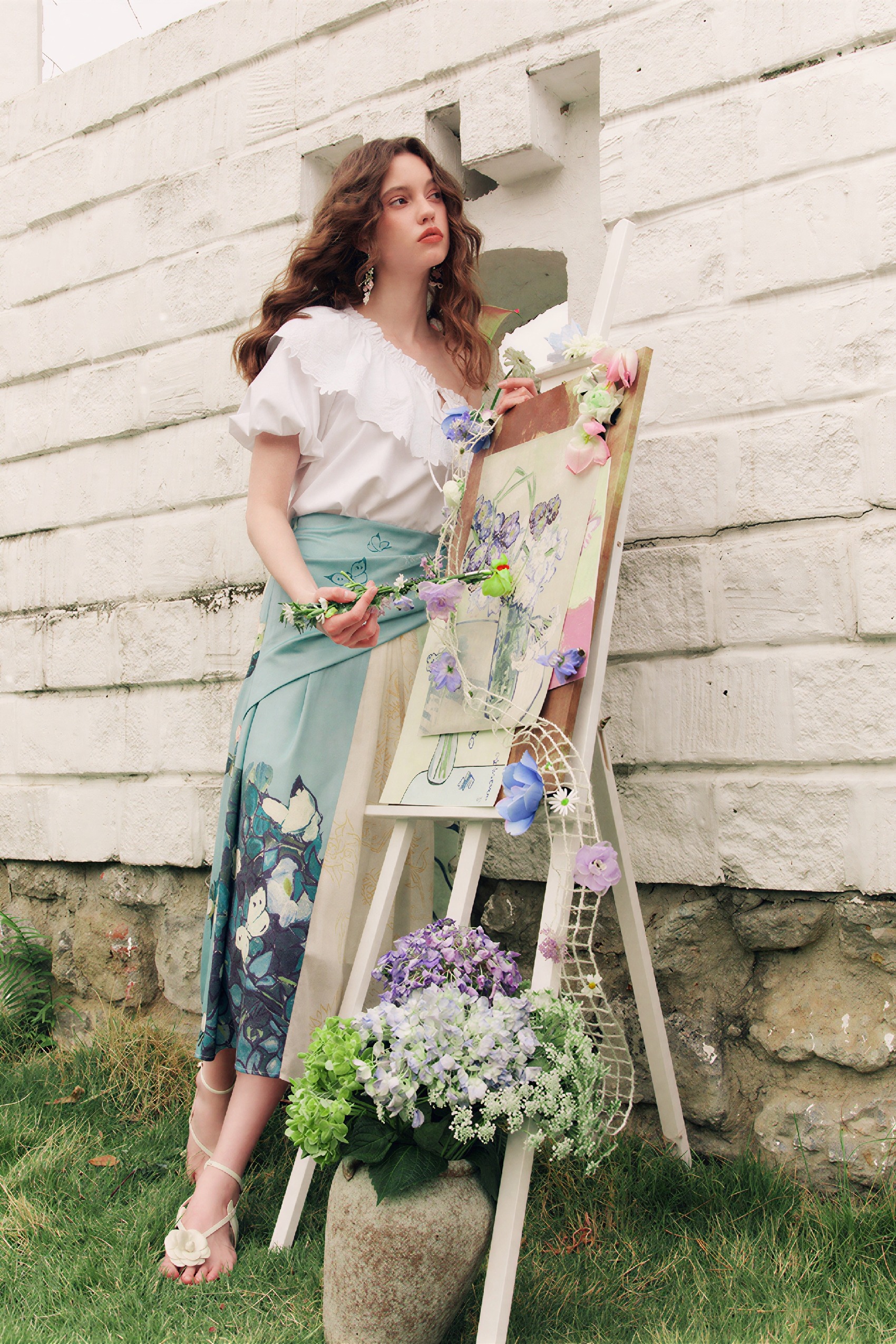 White Ruffle-Detail Shirt