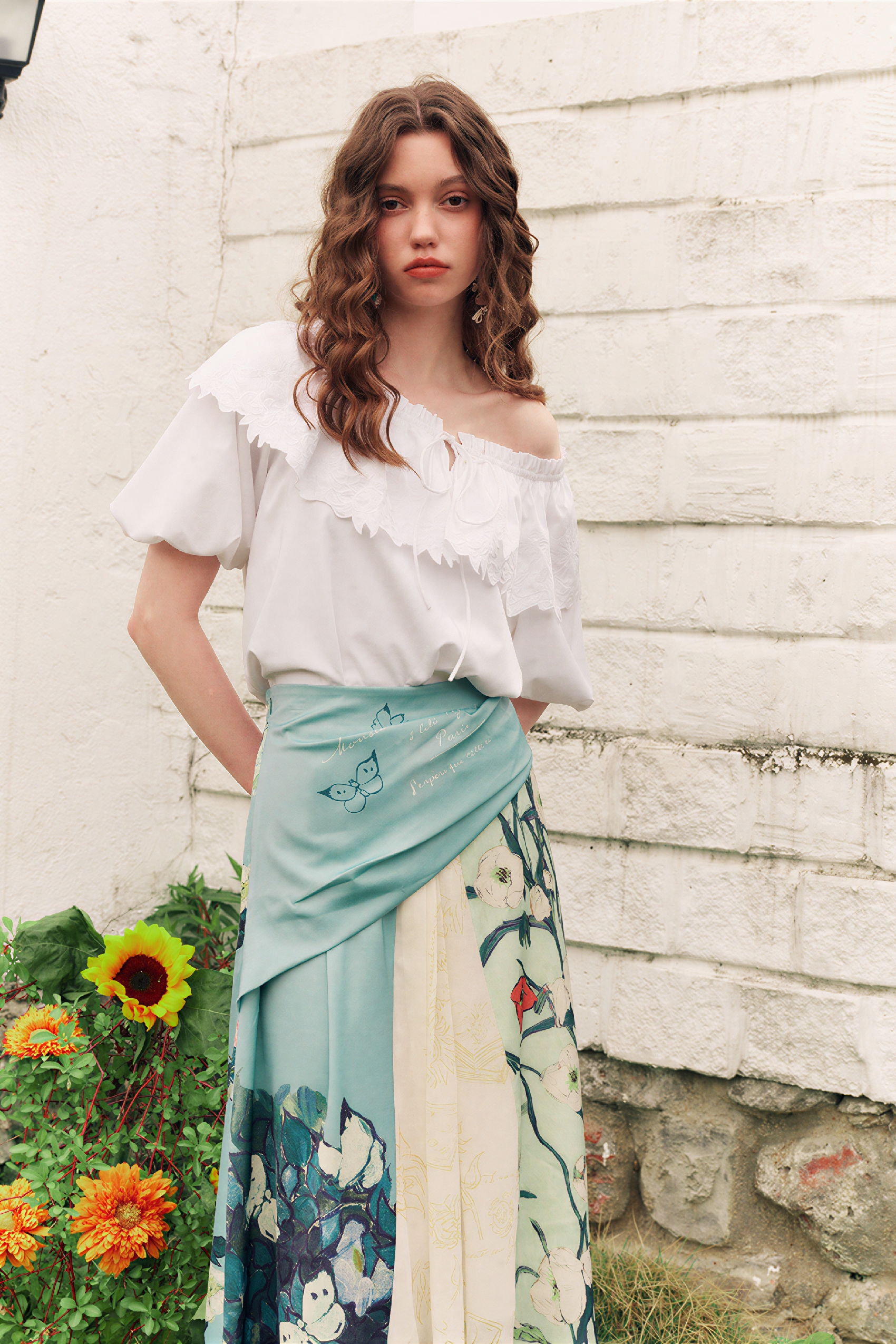 White Ruffle-Detail Shirt