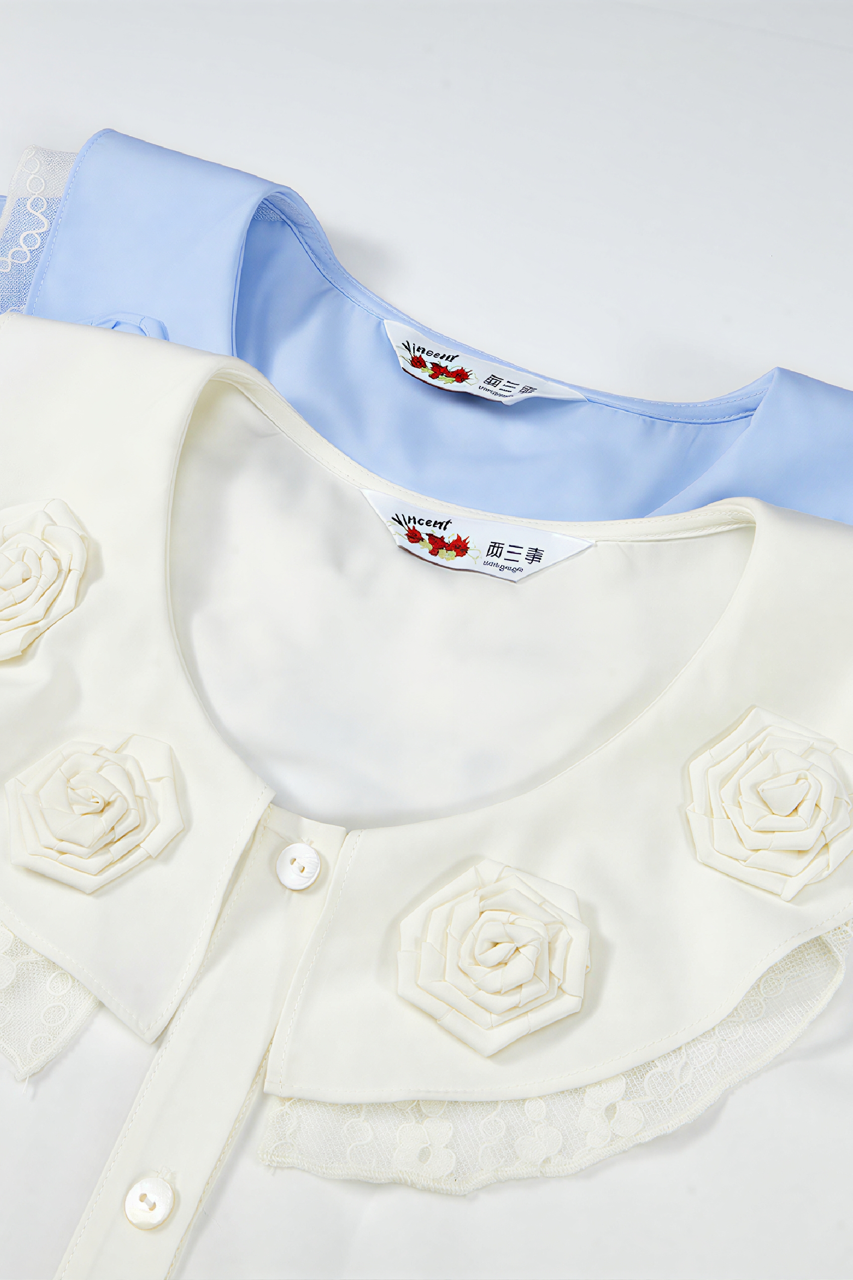 French Lace Patchwork Short-Sleeve Shirt