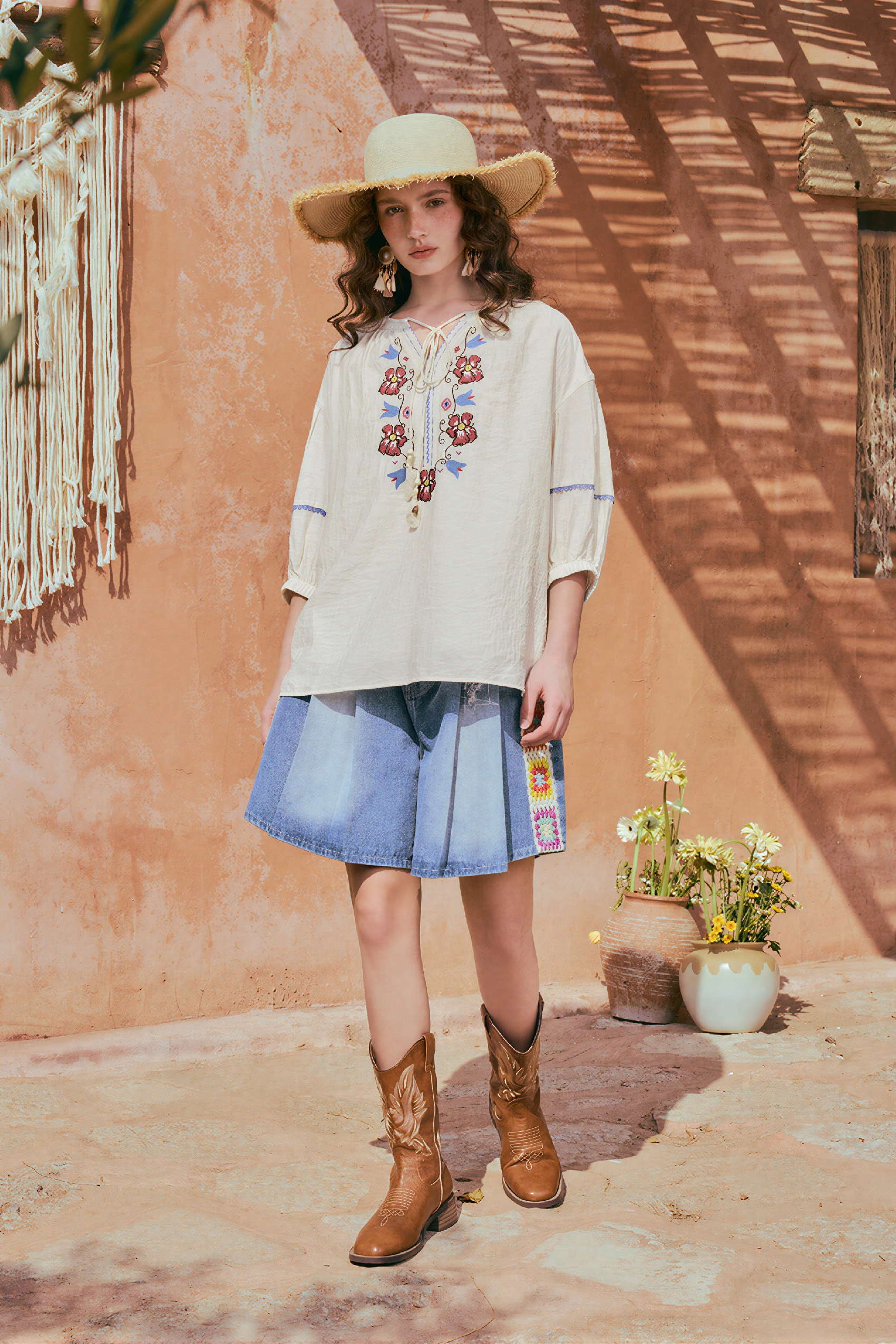 Ethnic-Inspired Relaxed Sun Shirt-LYONSENS