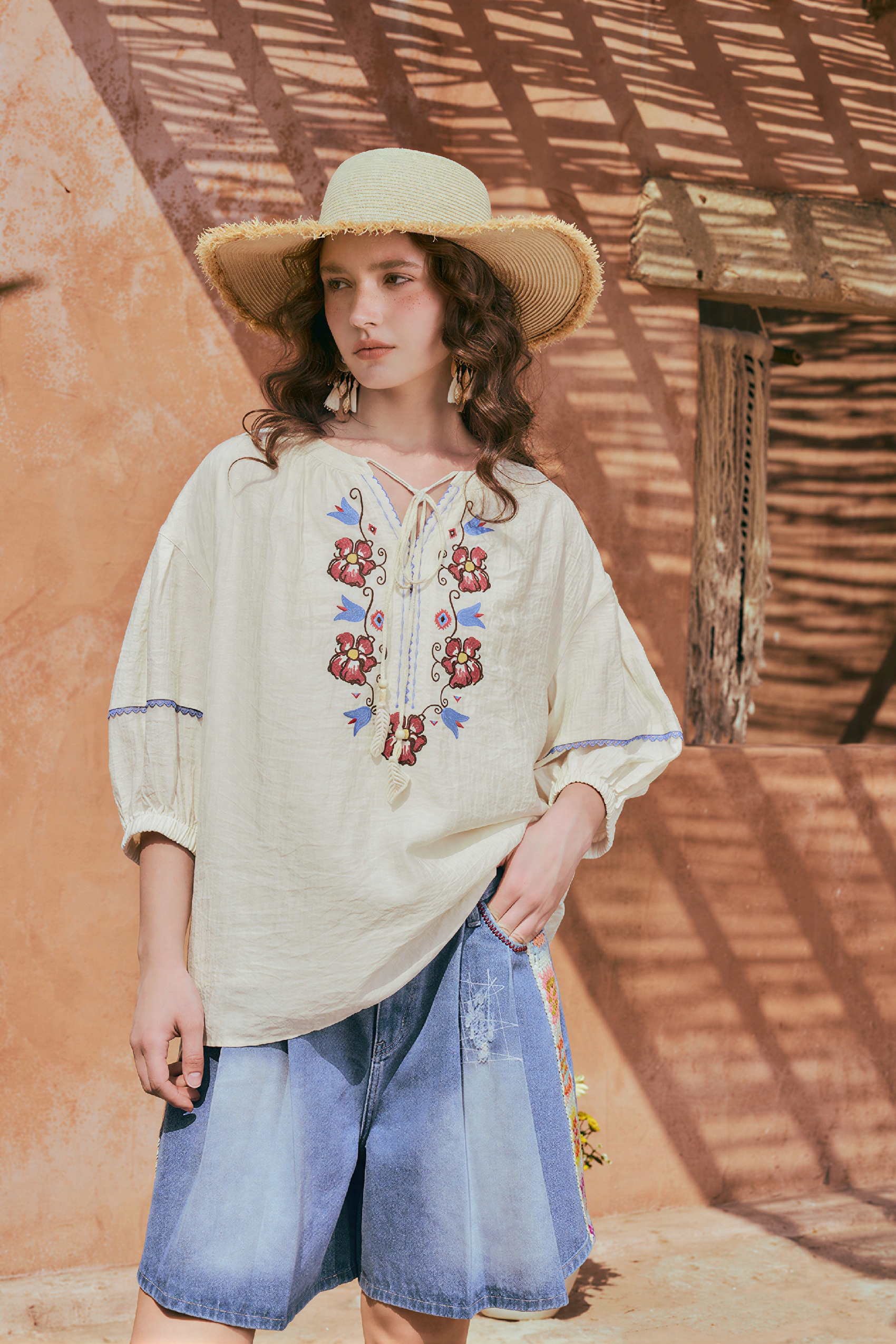 Ethnic-Inspired Relaxed Sun Shirt-LYONSENS