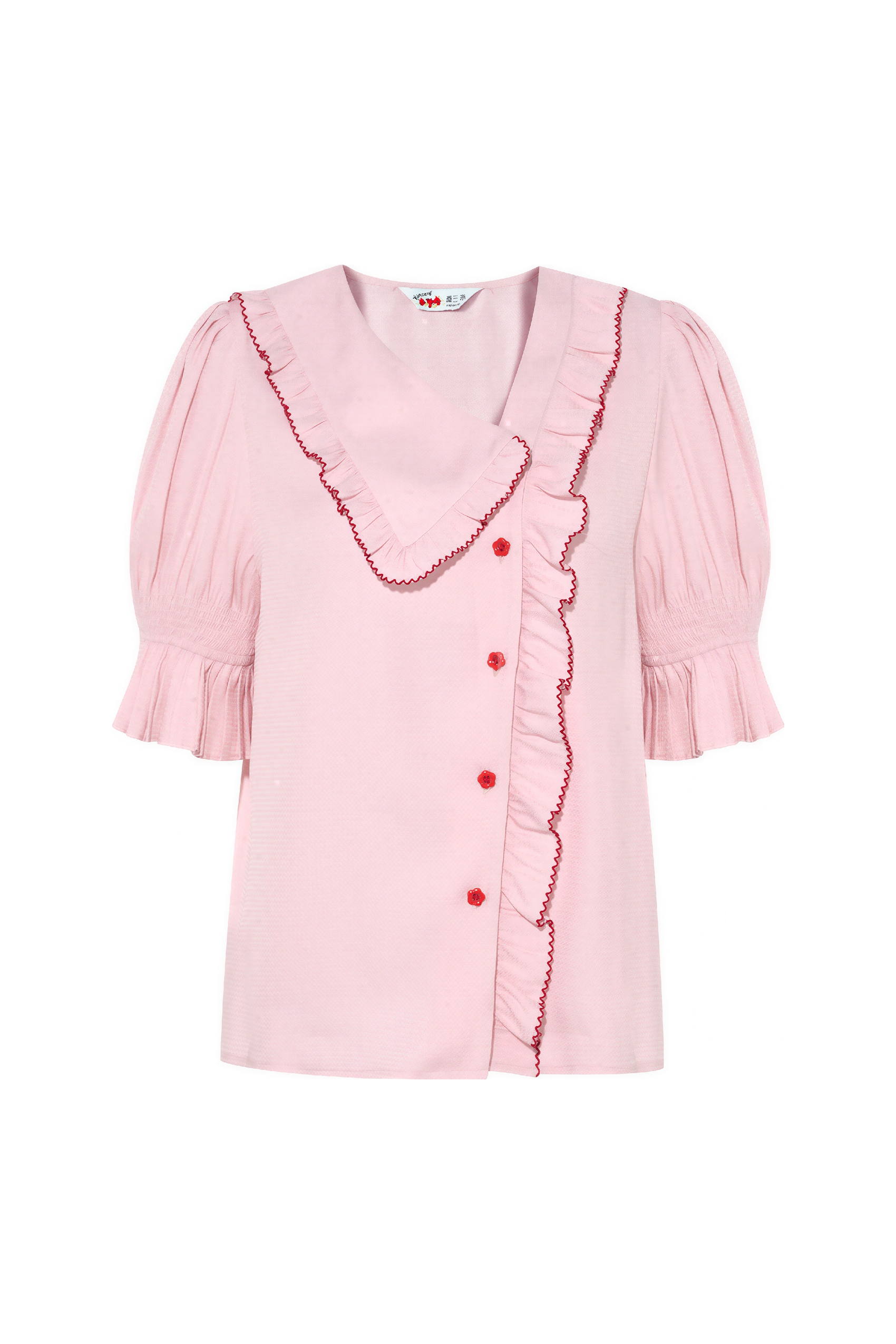 White Asymmetric Puff Sleeve Shirt