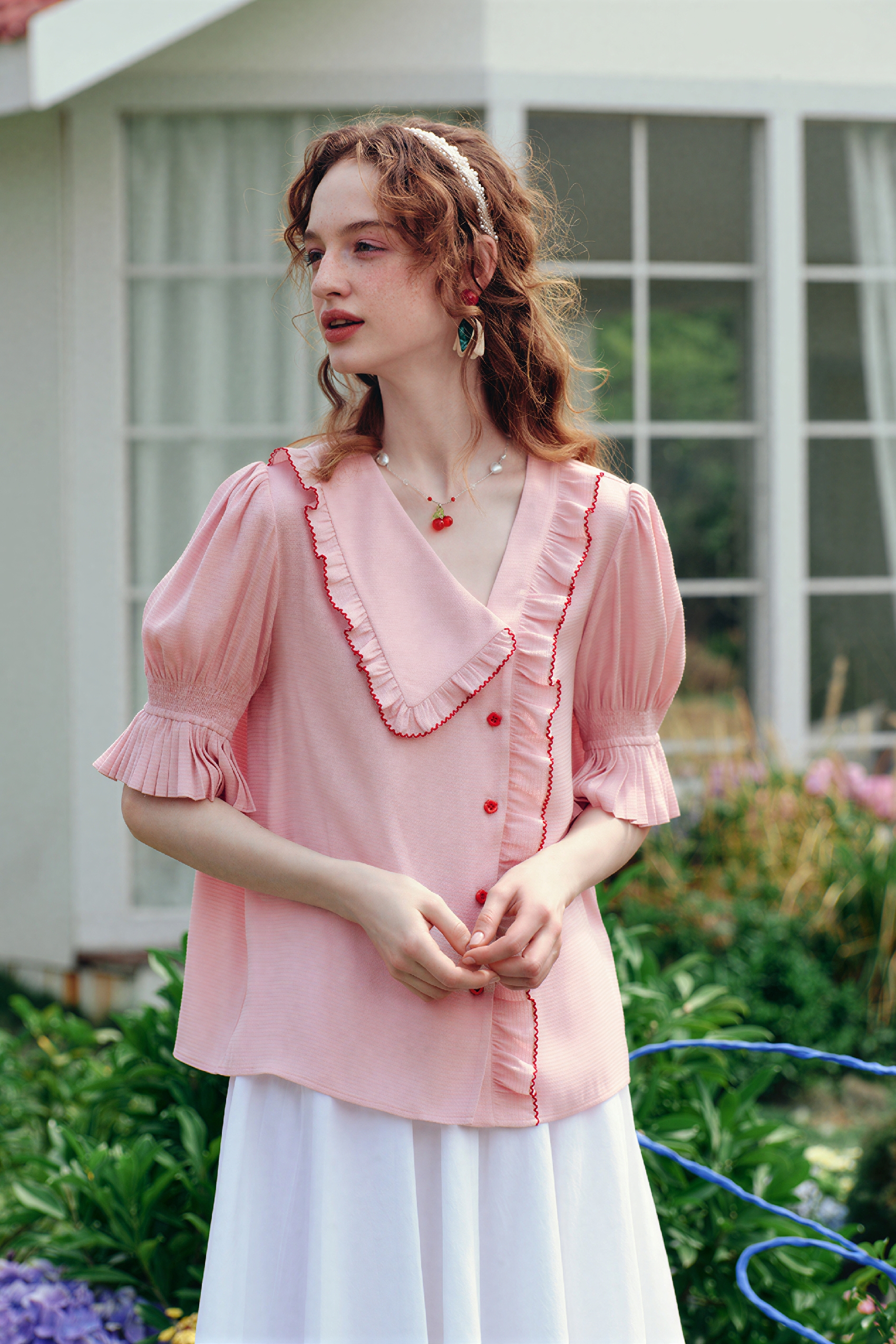 White Asymmetric Puff Sleeve Shirt
