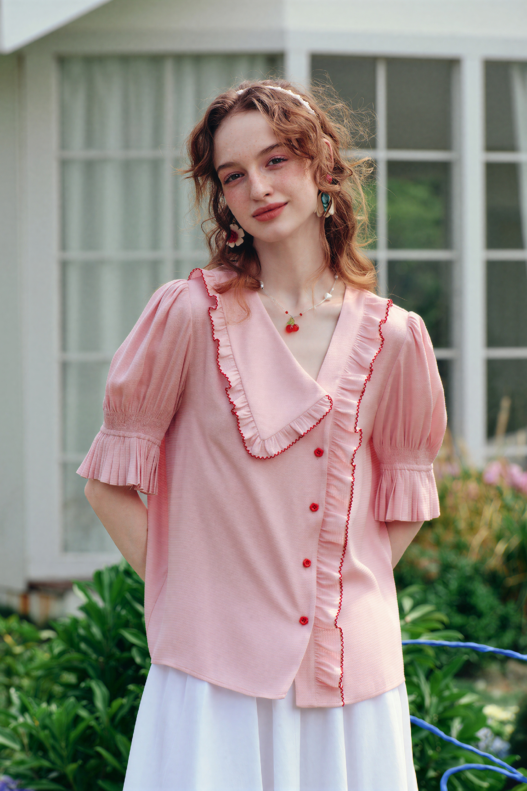 White Asymmetric Puff Sleeve Shirt