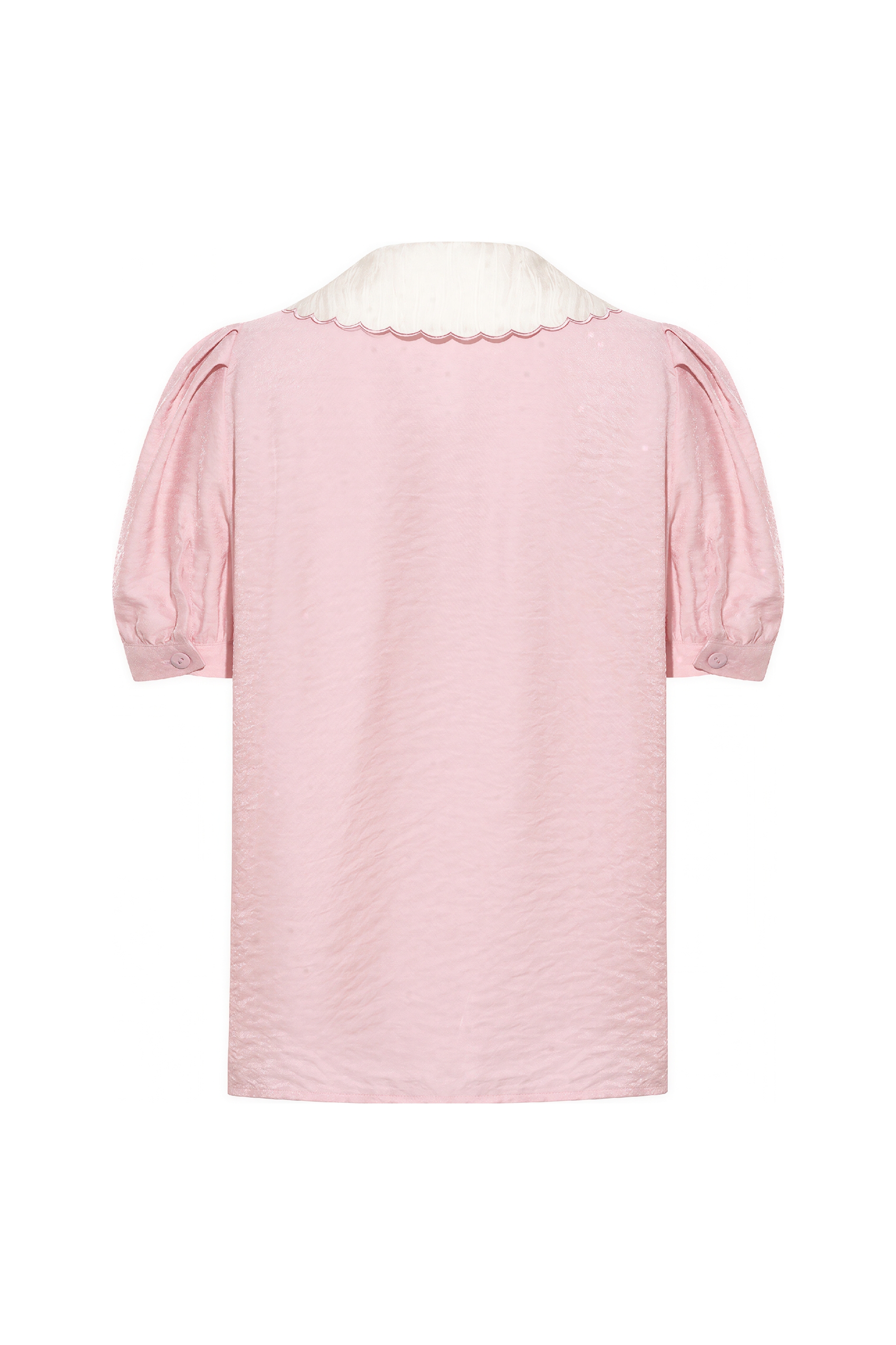 Sweet Printed Collar Puff-Sleeve Shirt