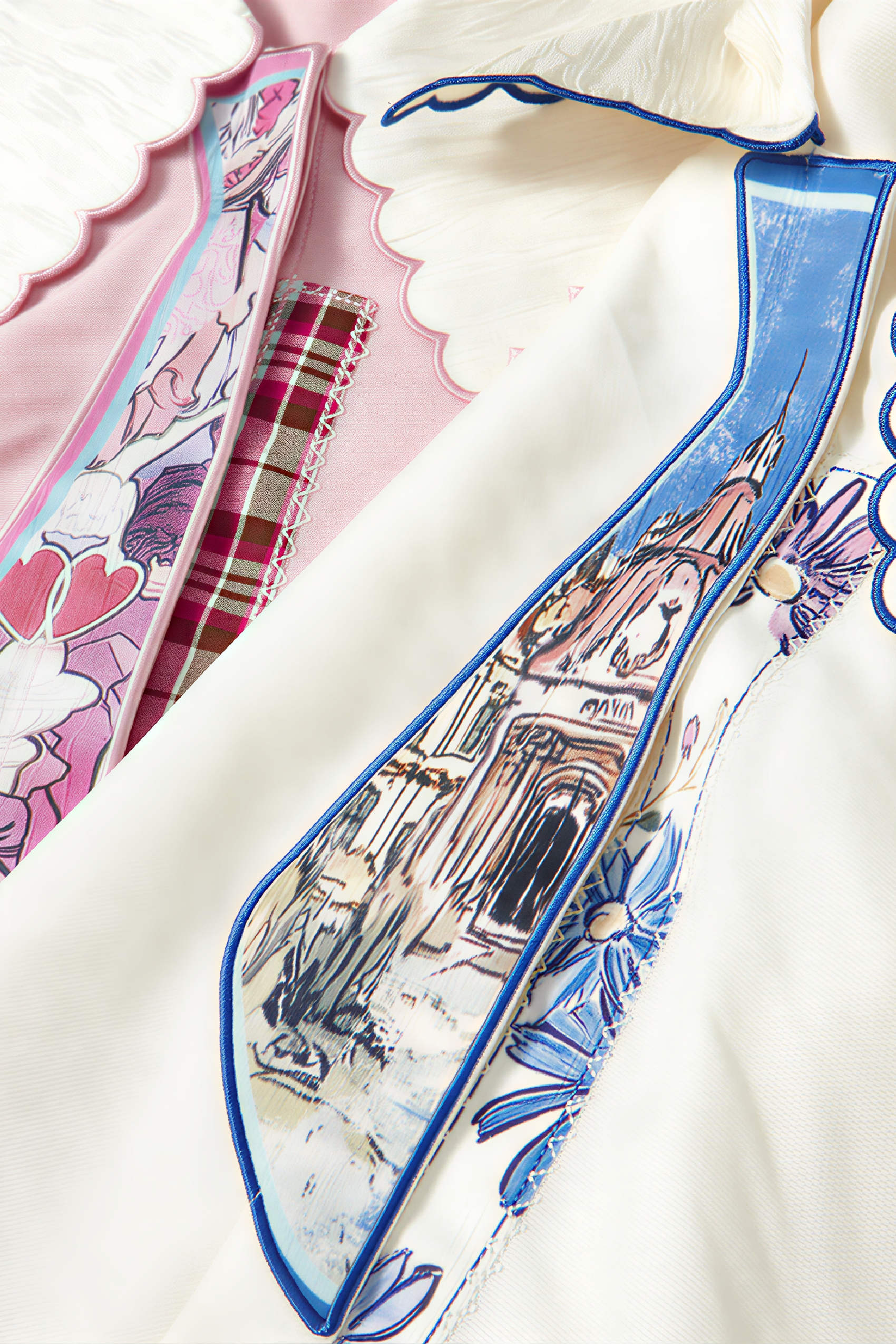 Sweet Printed Collar Puff-Sleeve Shirt