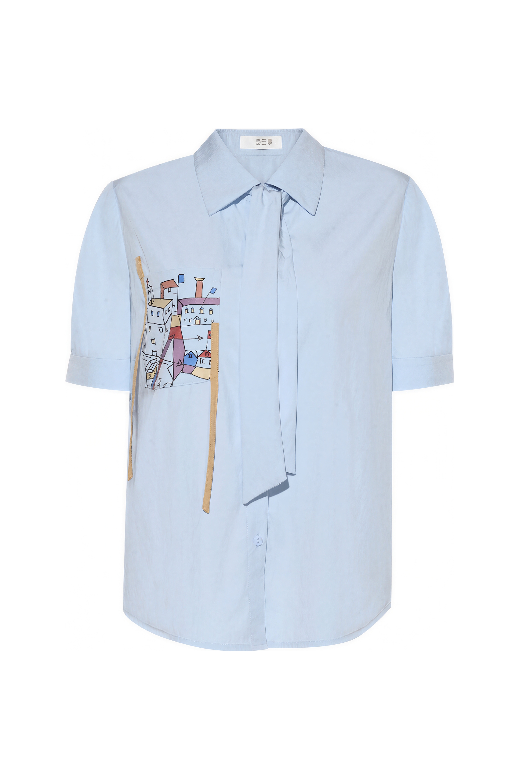 Blue Casual Printed Pocket Shirt