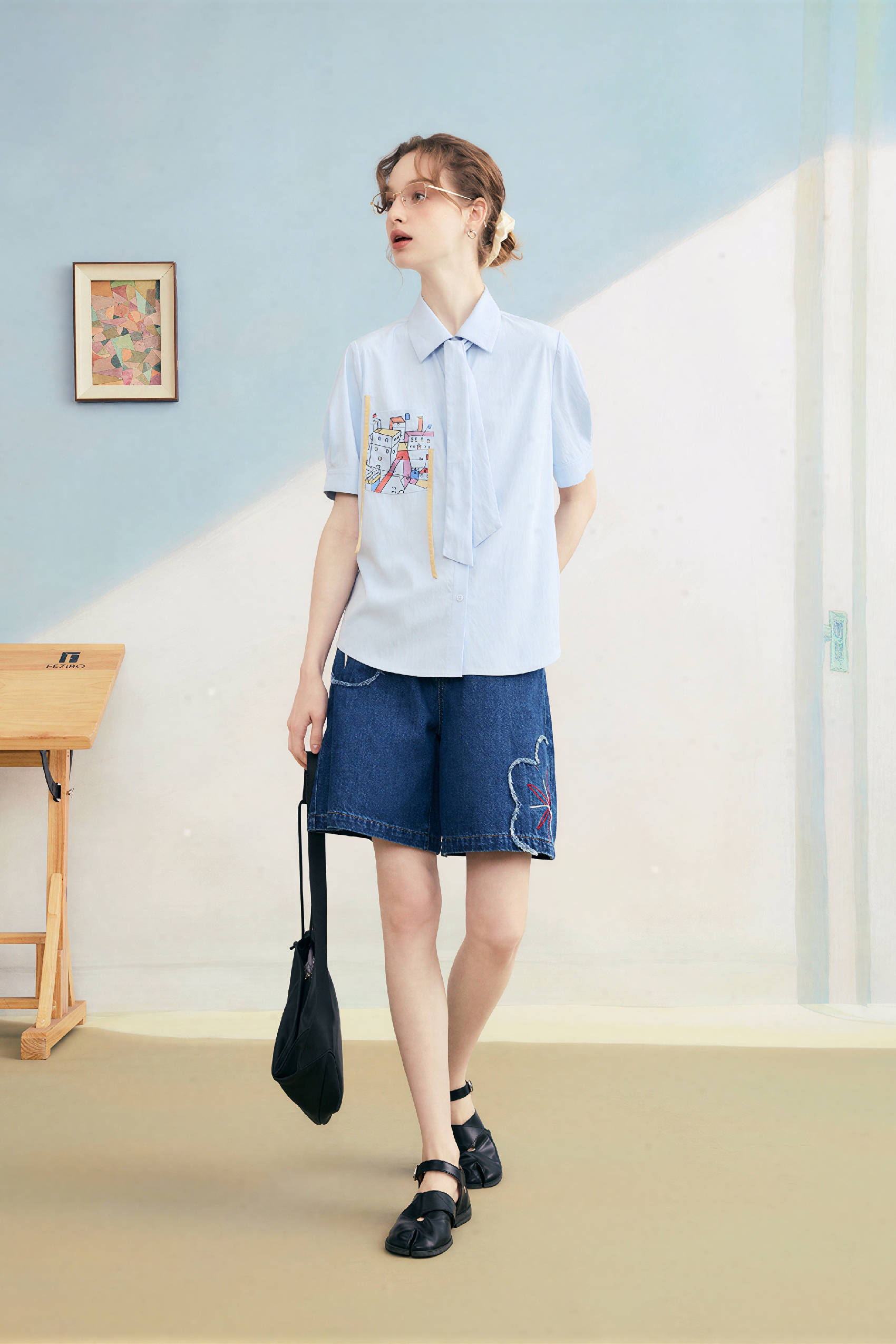 Blue Casual Printed Pocket Shirt