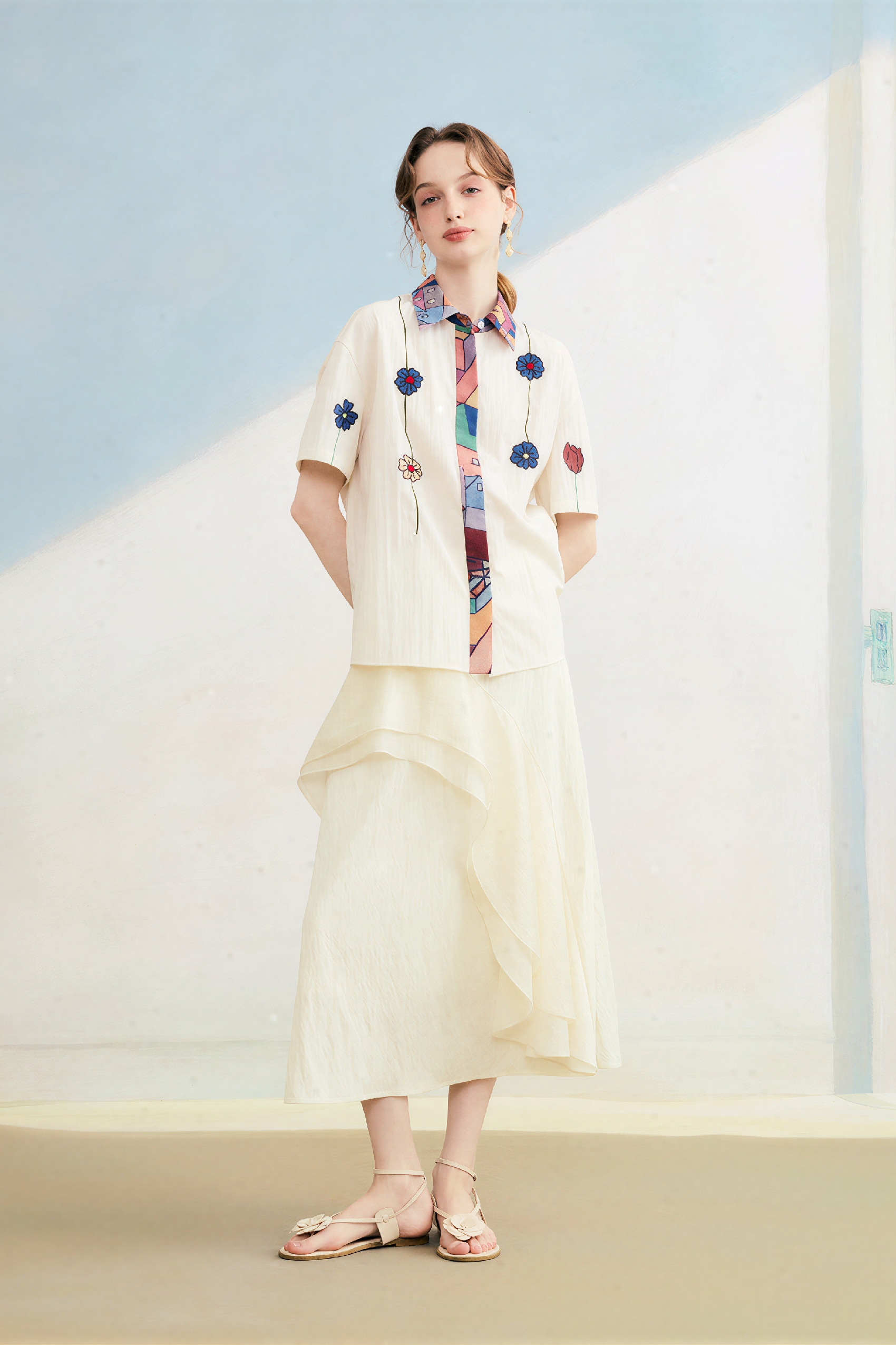 Artistic Printed Relaxed Short-Sleeve Shirt