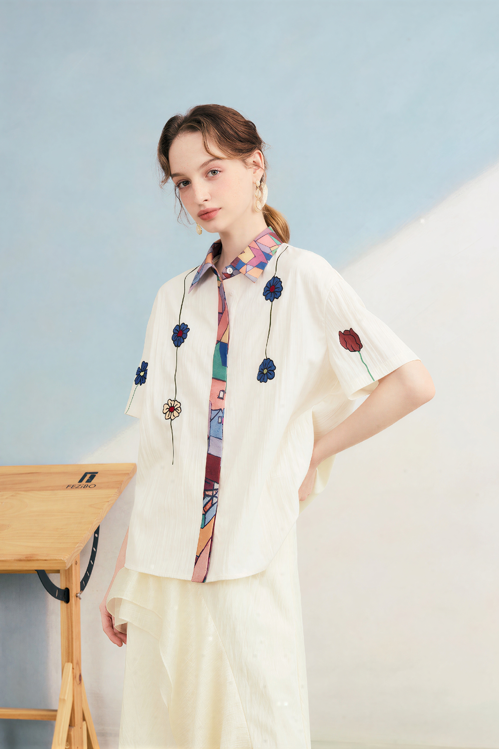 Artistic Printed Relaxed Short-Sleeve Shirt