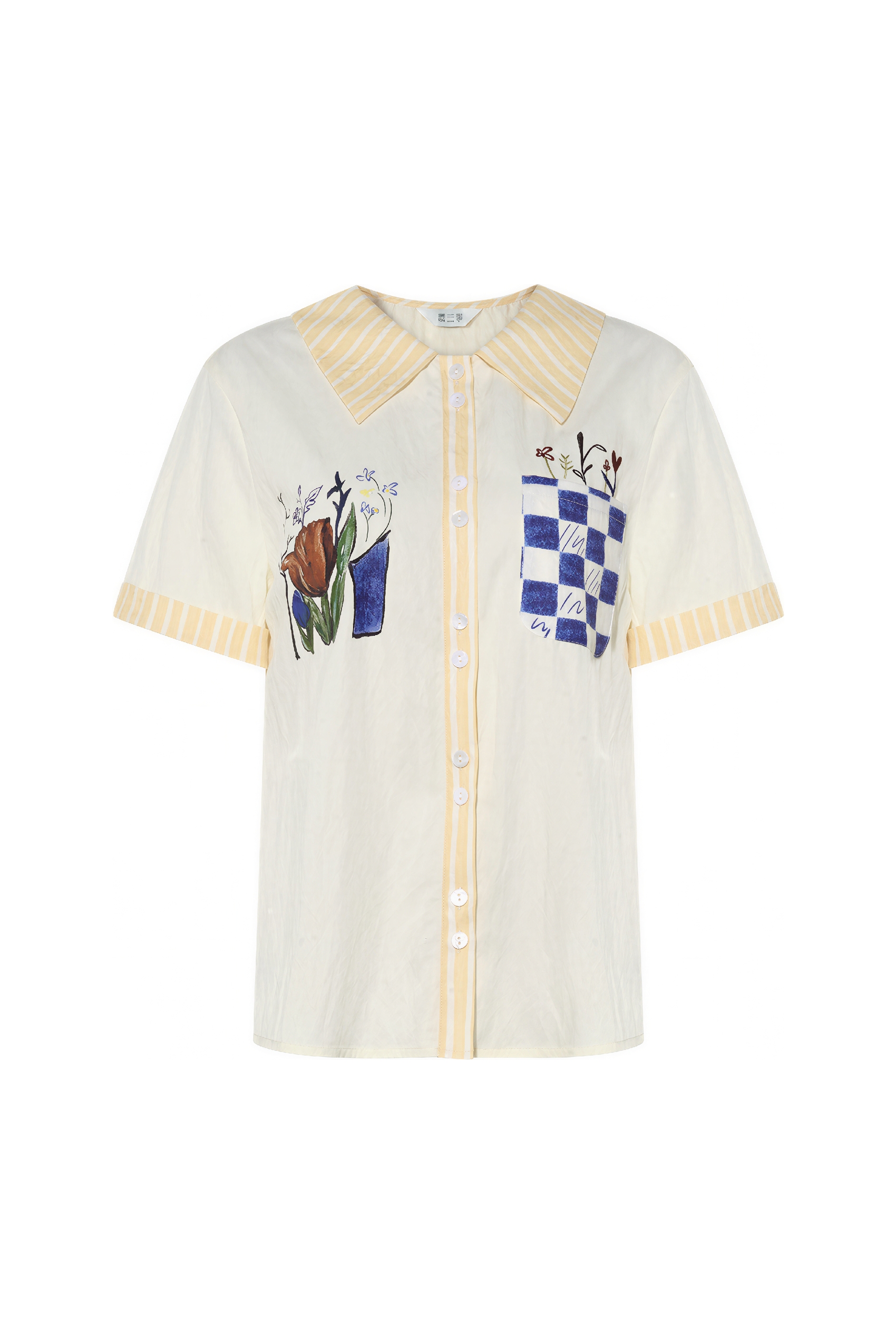 Artistic Printed Structured Shoulder Shirt-LYONSENS