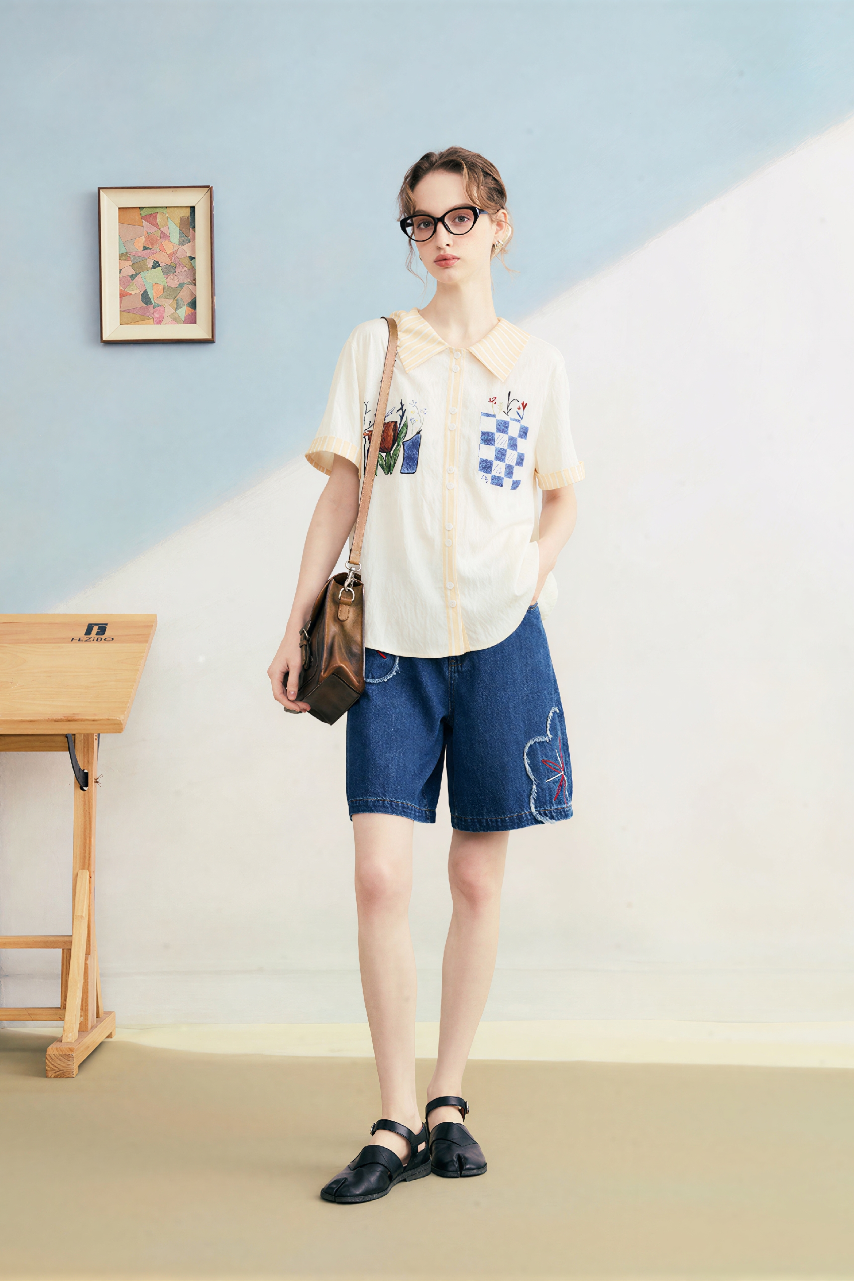 Artistic Printed Structured Shoulder Shirt-LYONSENS