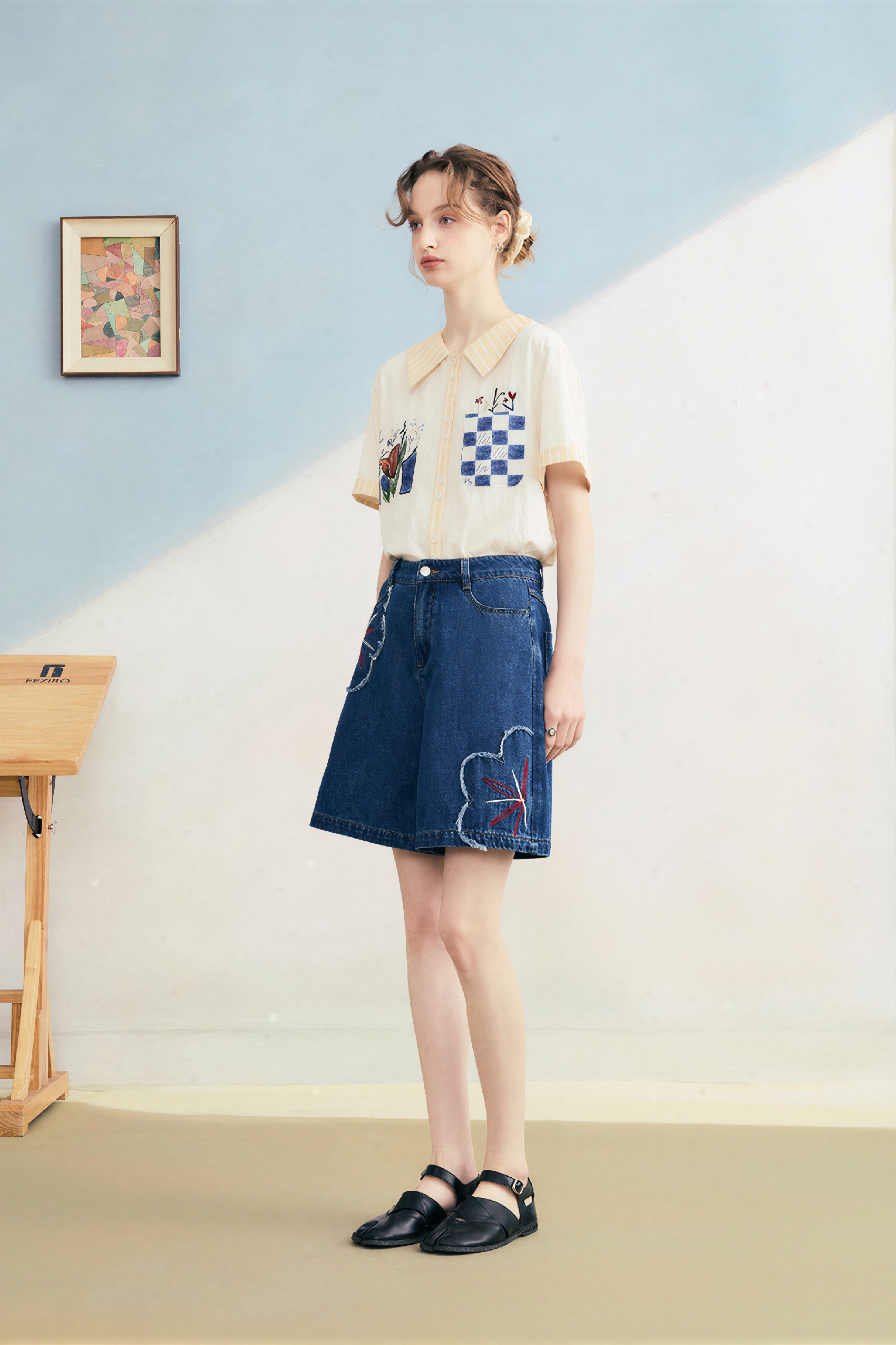 Artistic Printed Structured Shoulder Shirt-LYONSENS