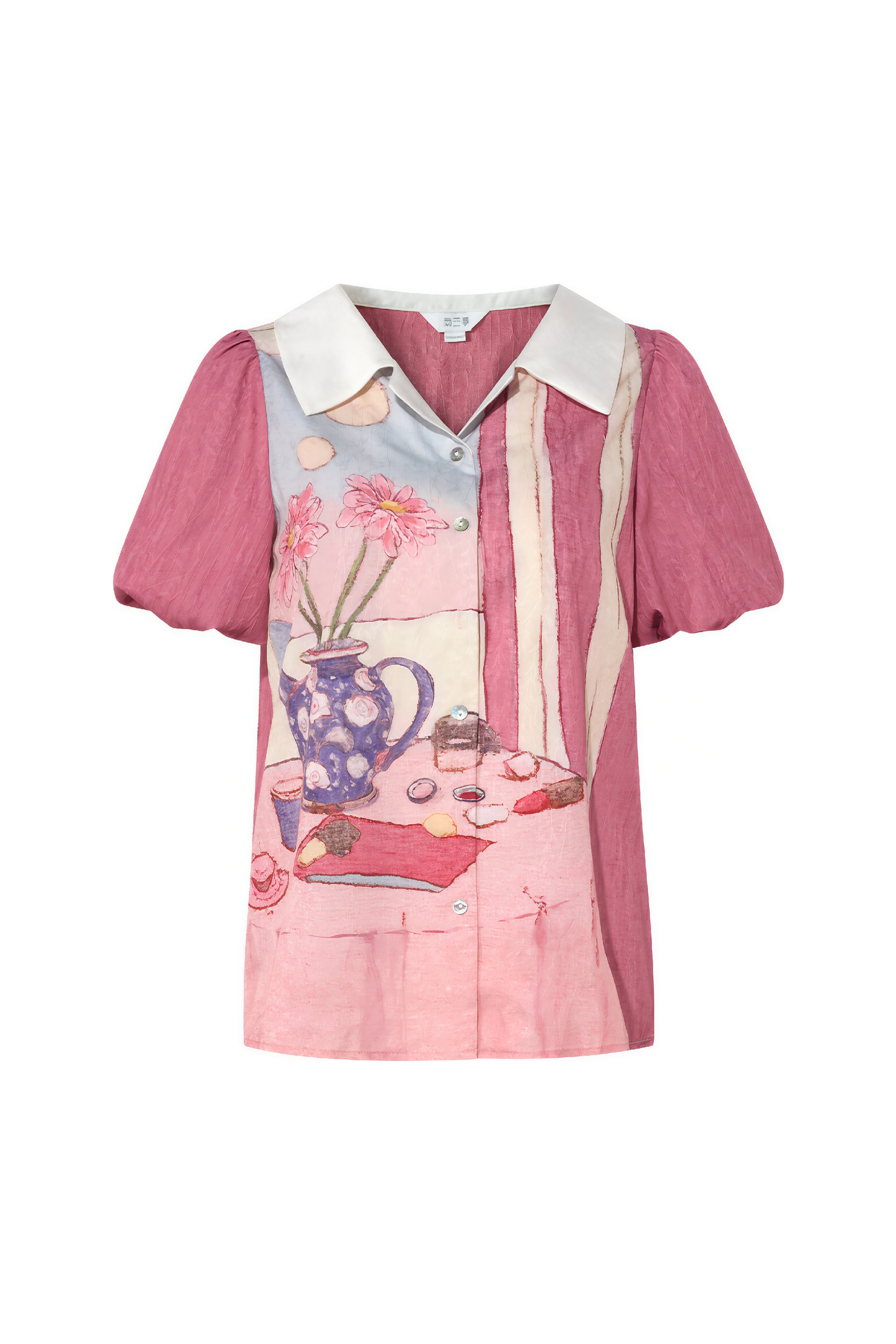 Pink Oil-Paint Printed French Shirt