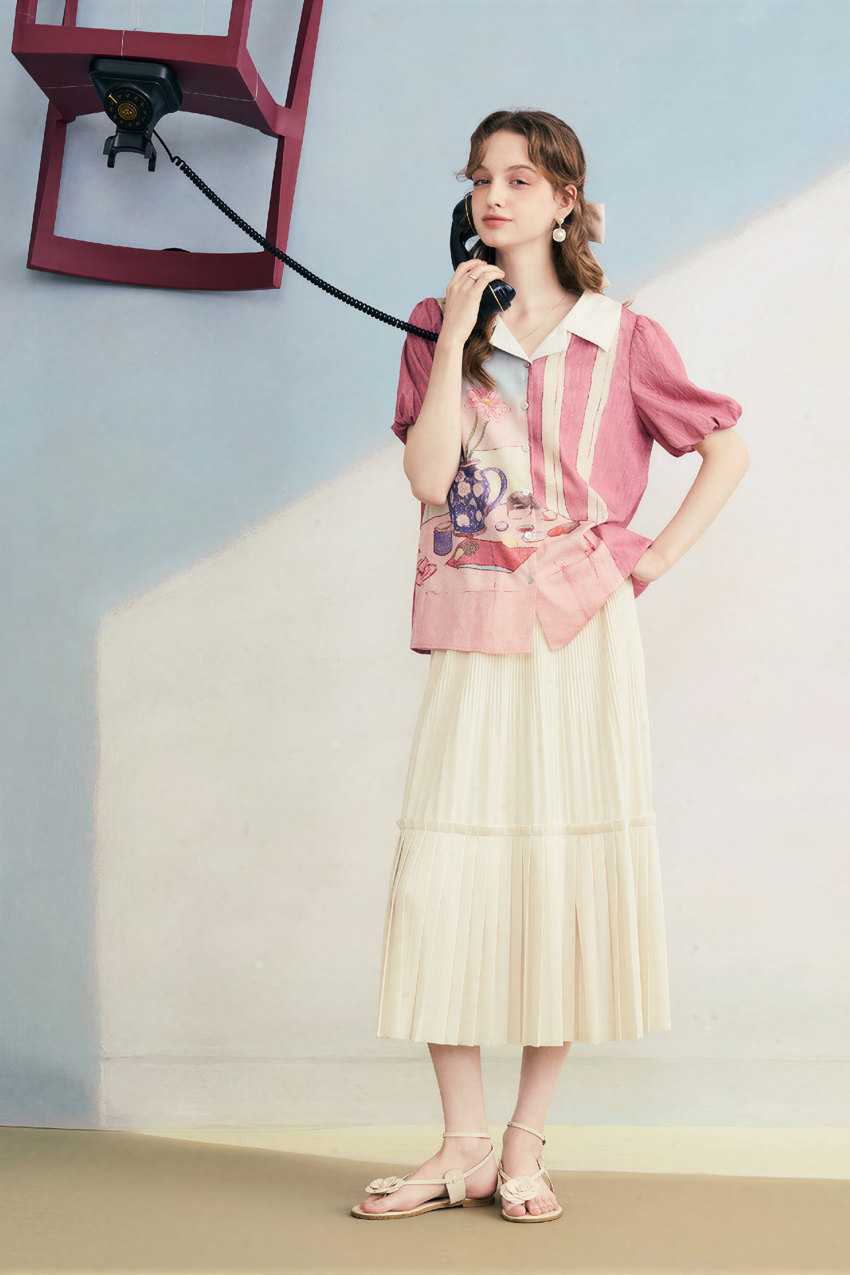 Pink Oil-Paint Printed French Shirt