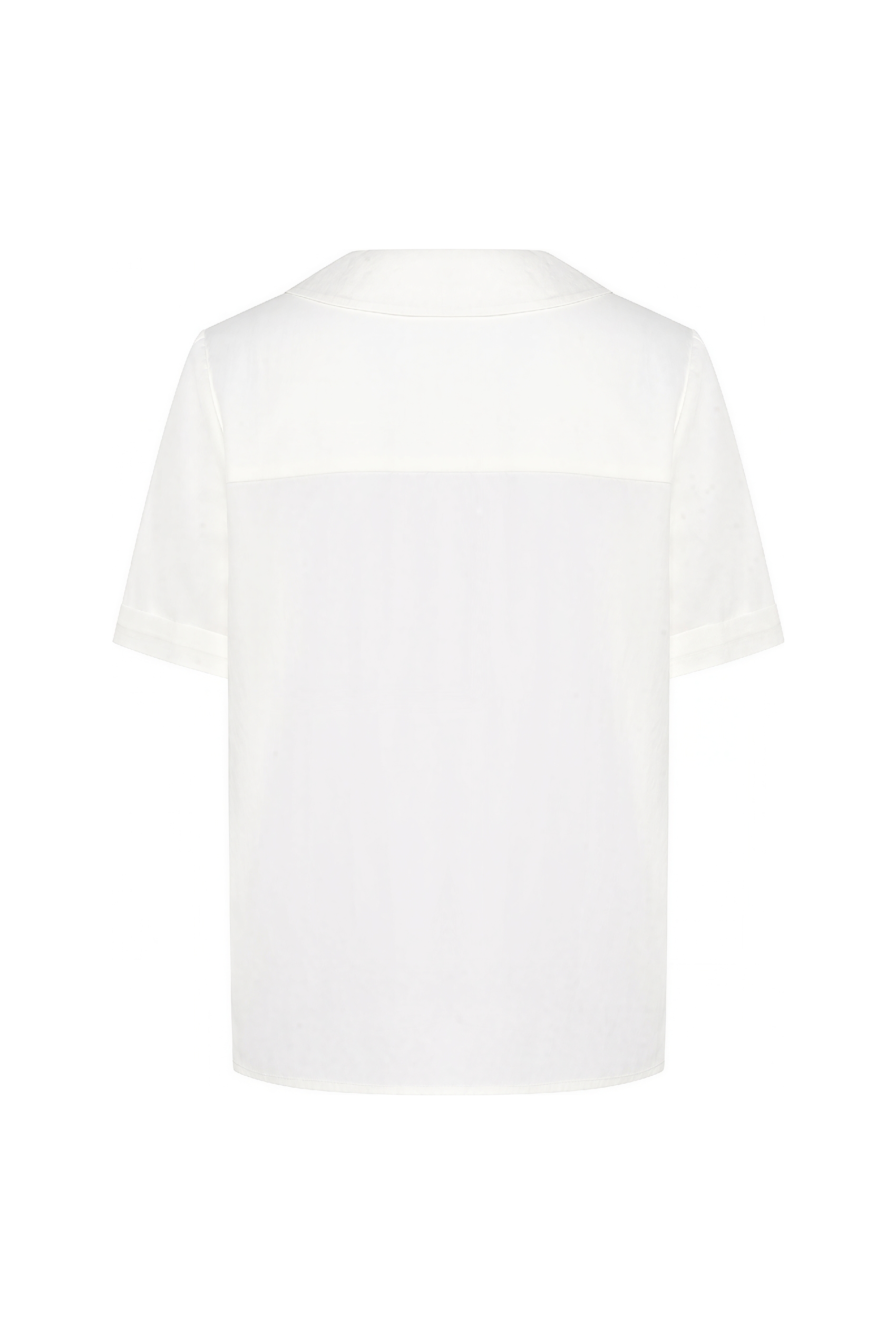 White Printed Ruffle-Edge Short Sleeve Shirt