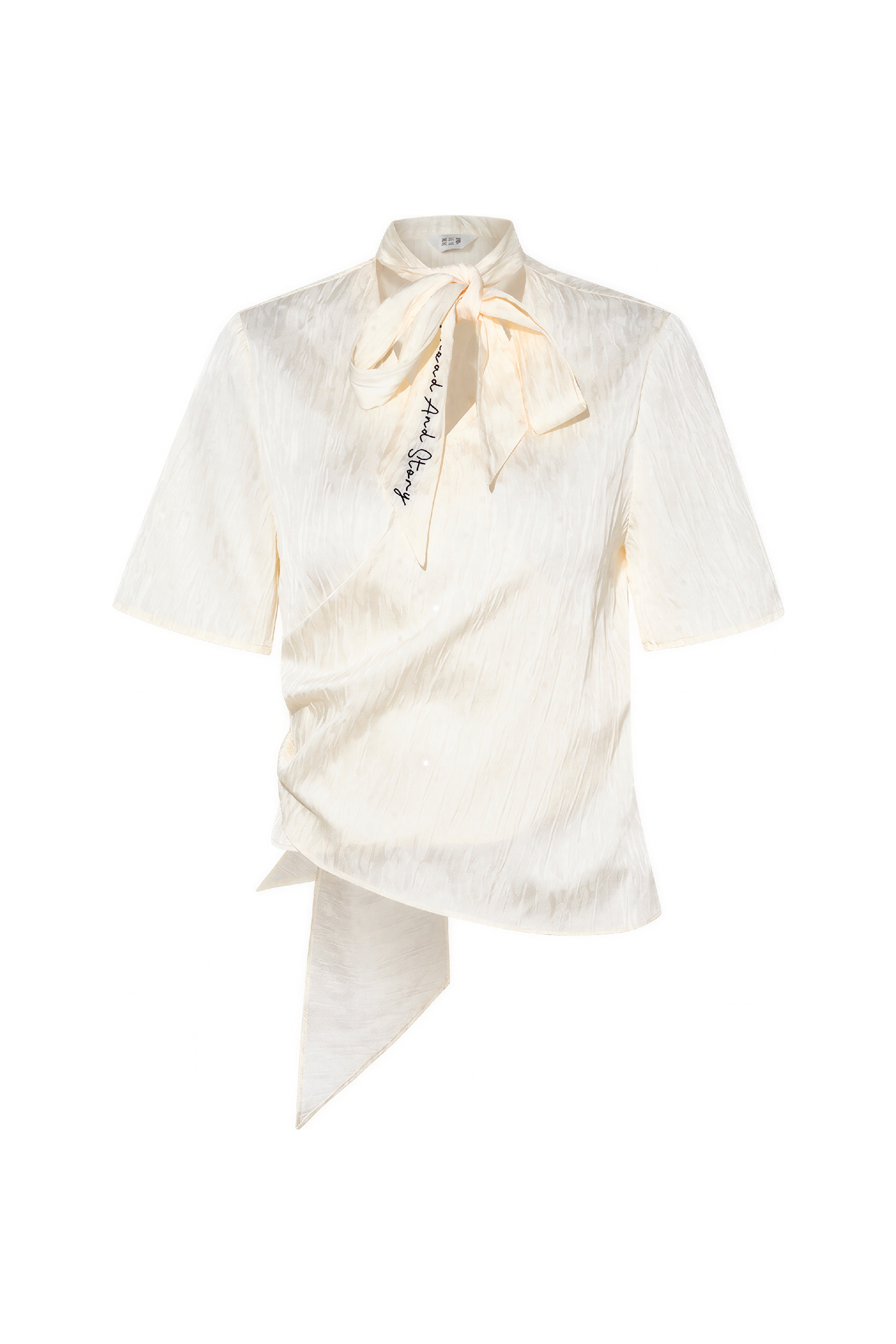 V-Neck Embroidered Tie Detail Shirt-LYONSENS