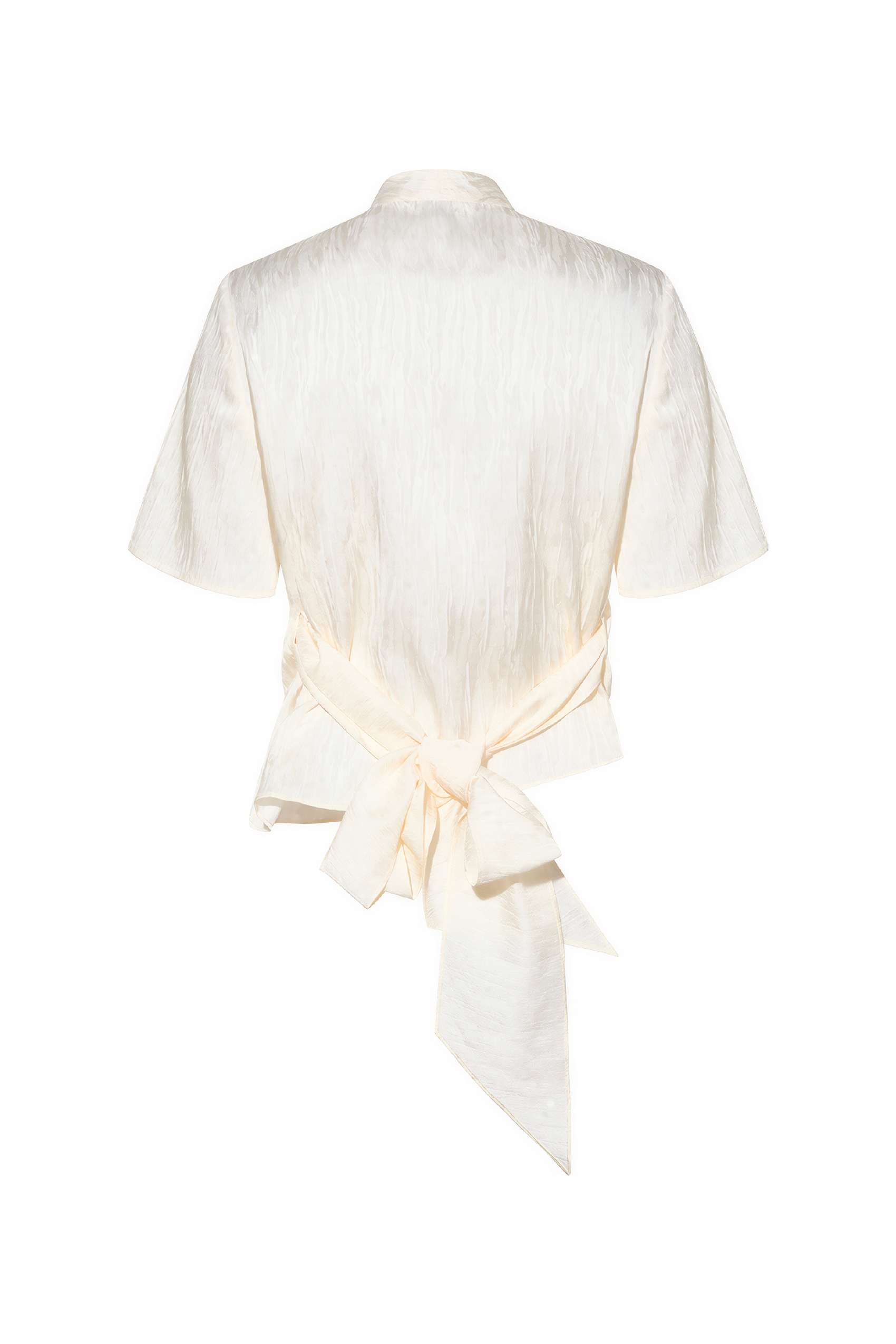V-Neck Embroidered Tie Detail Shirt-LYONSENS