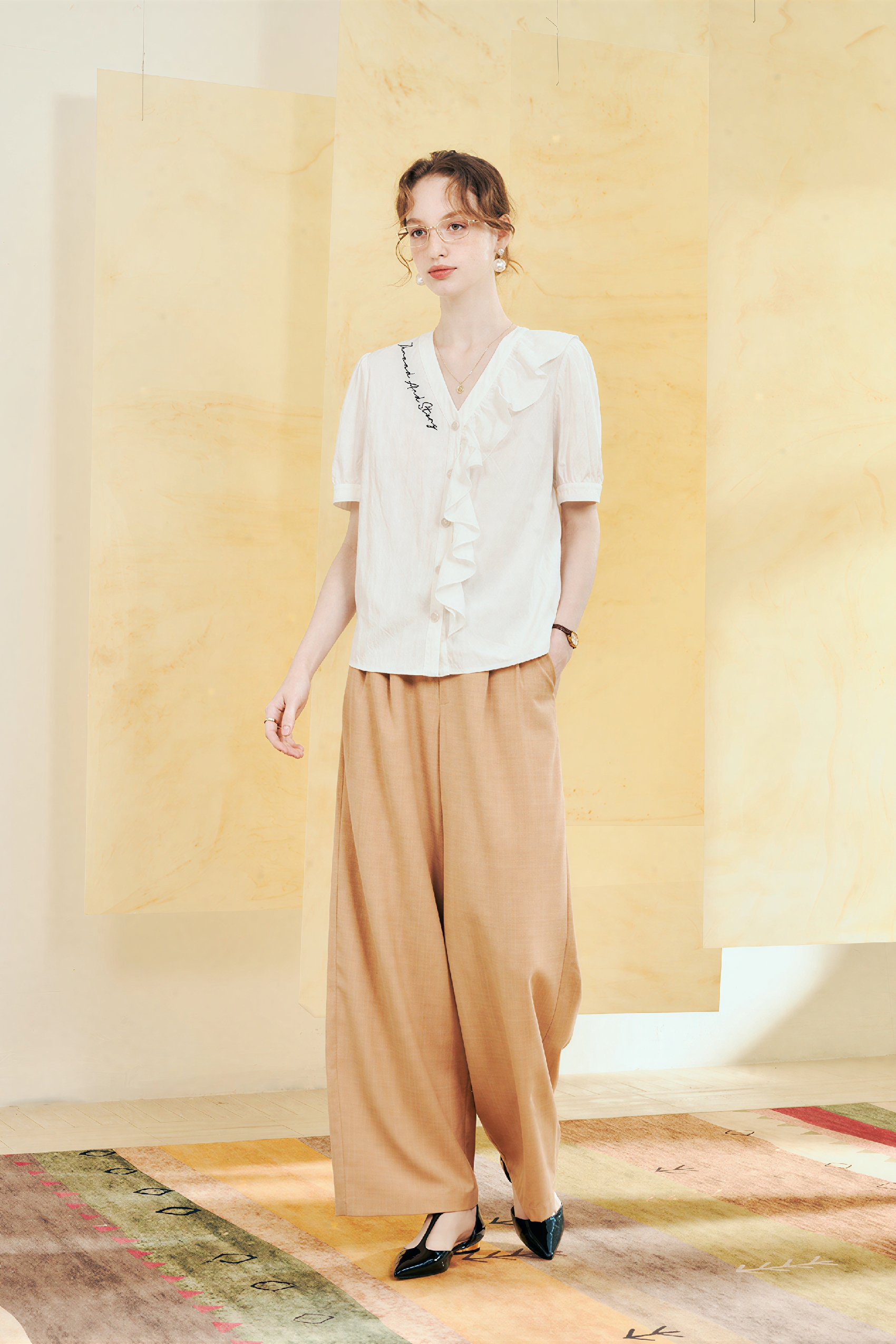 French White Embroidered Shirt