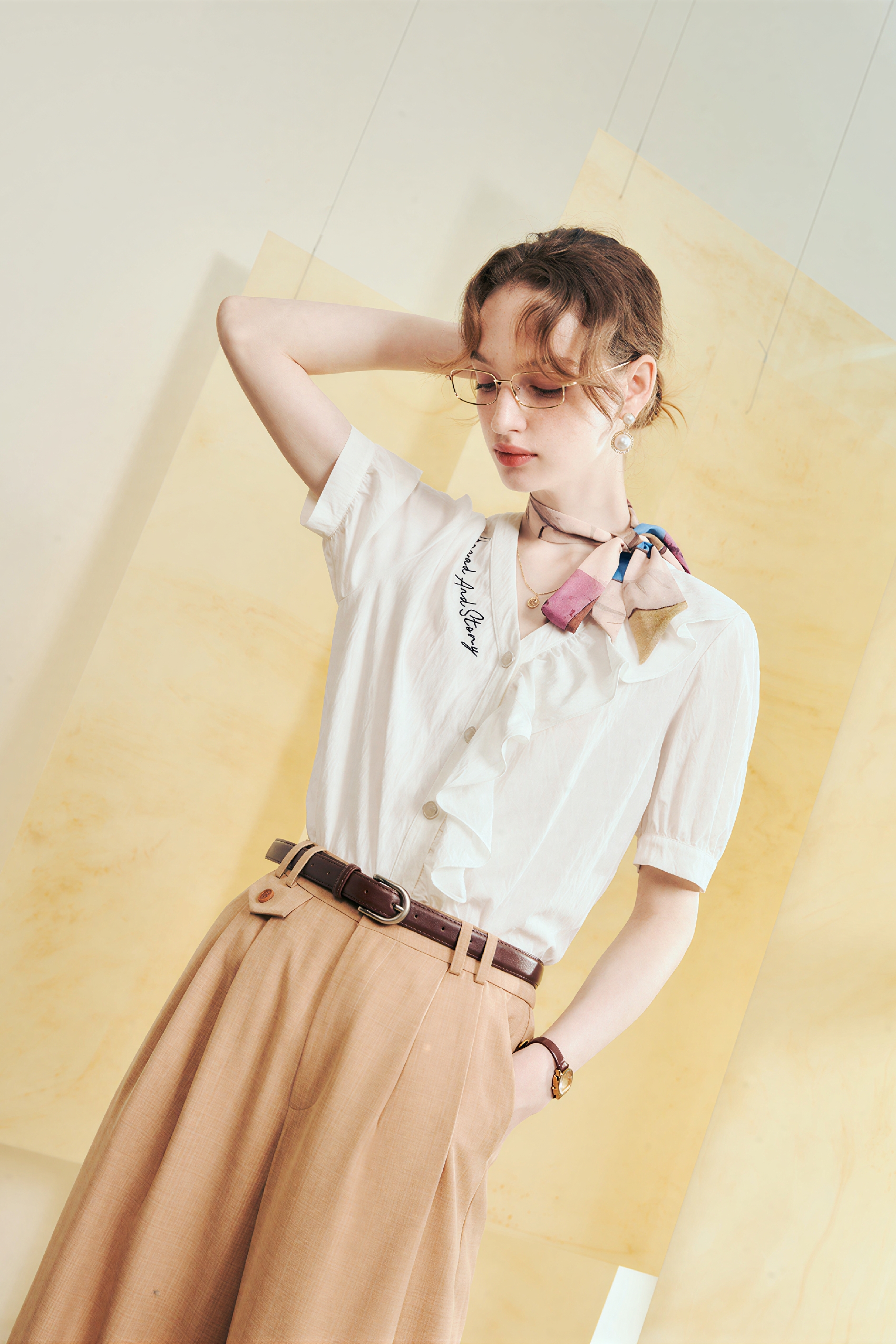 French White Embroidered Shirt