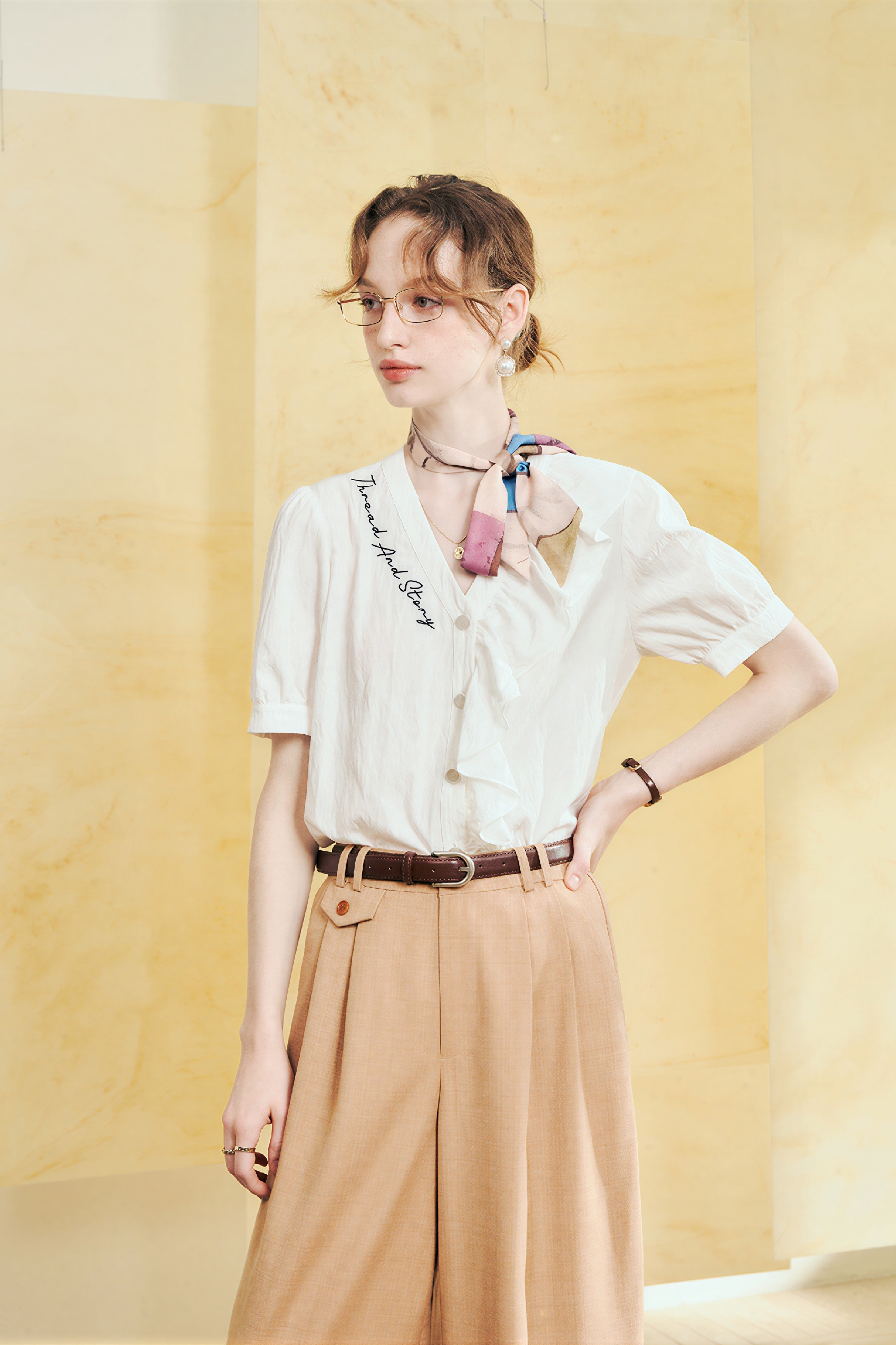 French White Embroidered Shirt