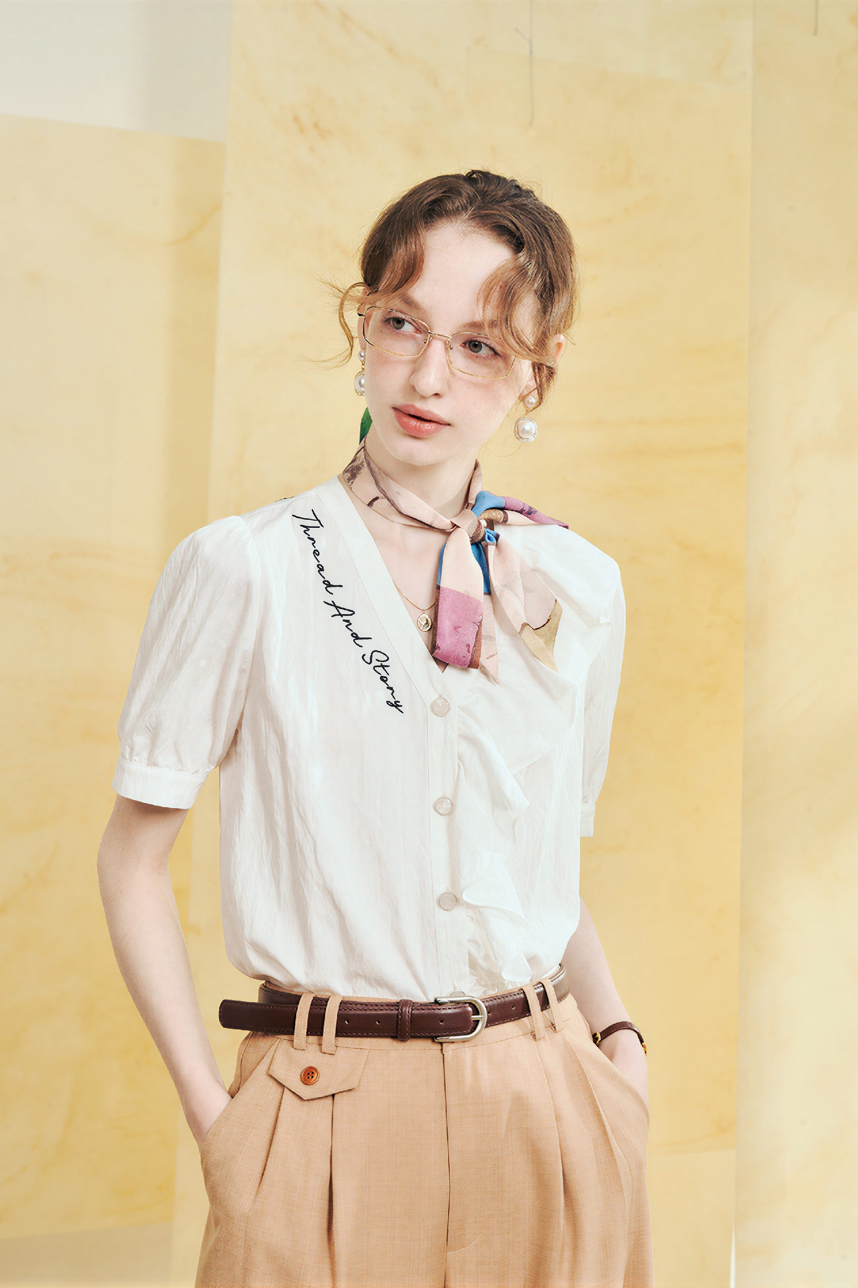 French White Embroidered Shirt