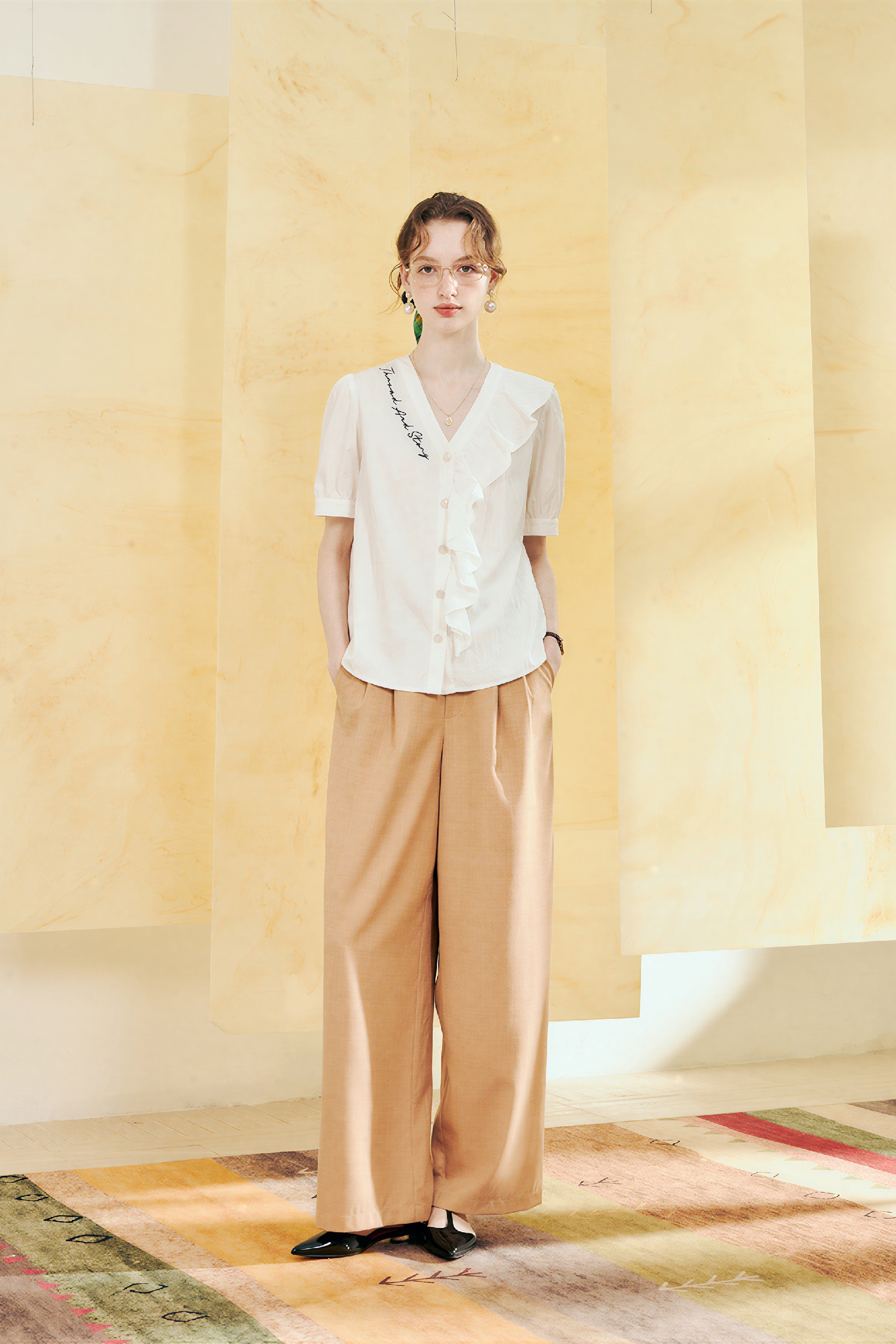 French White Embroidered Shirt