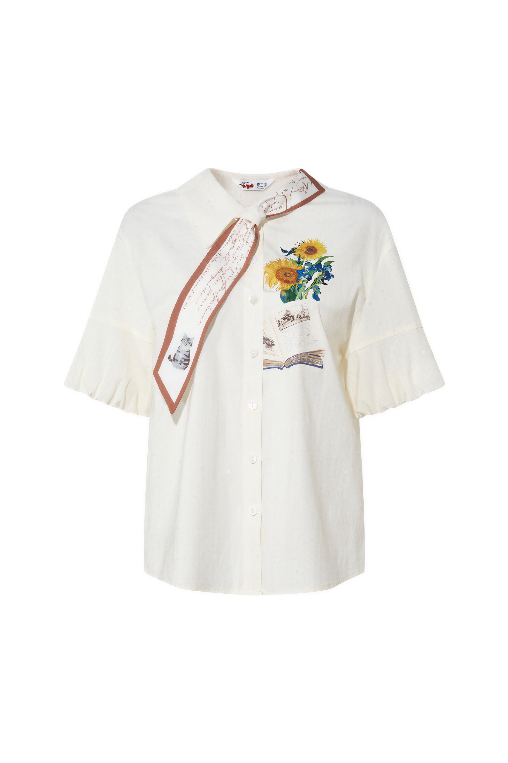 Blue French Collar Short-Sleeve Shirt-LYONSENS