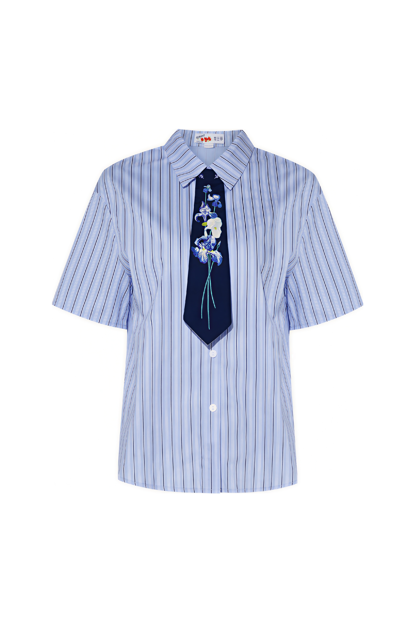 White Cotton Relaxed Short-Sleeve Shirt-LYONSENS