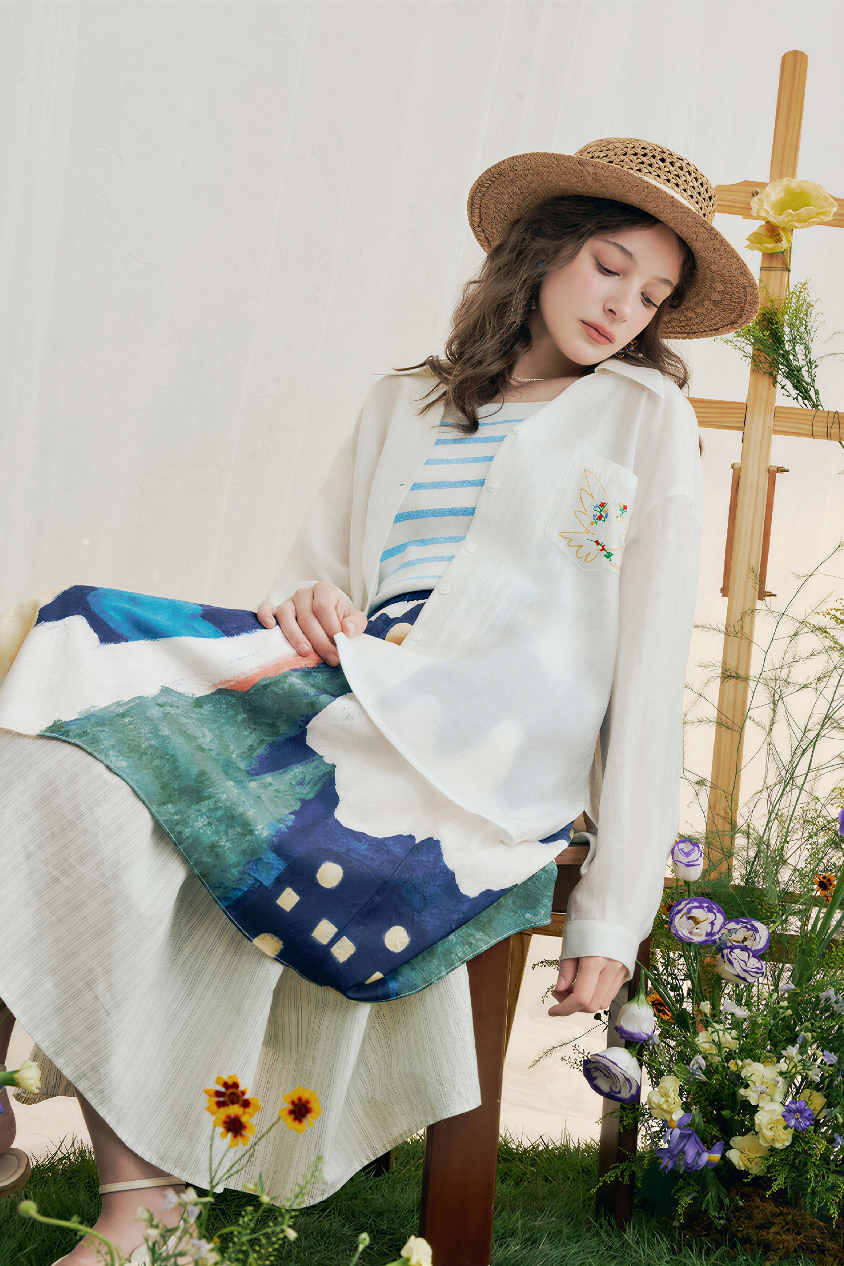 Vintage Embroidered Pocket Lightweight Shirt