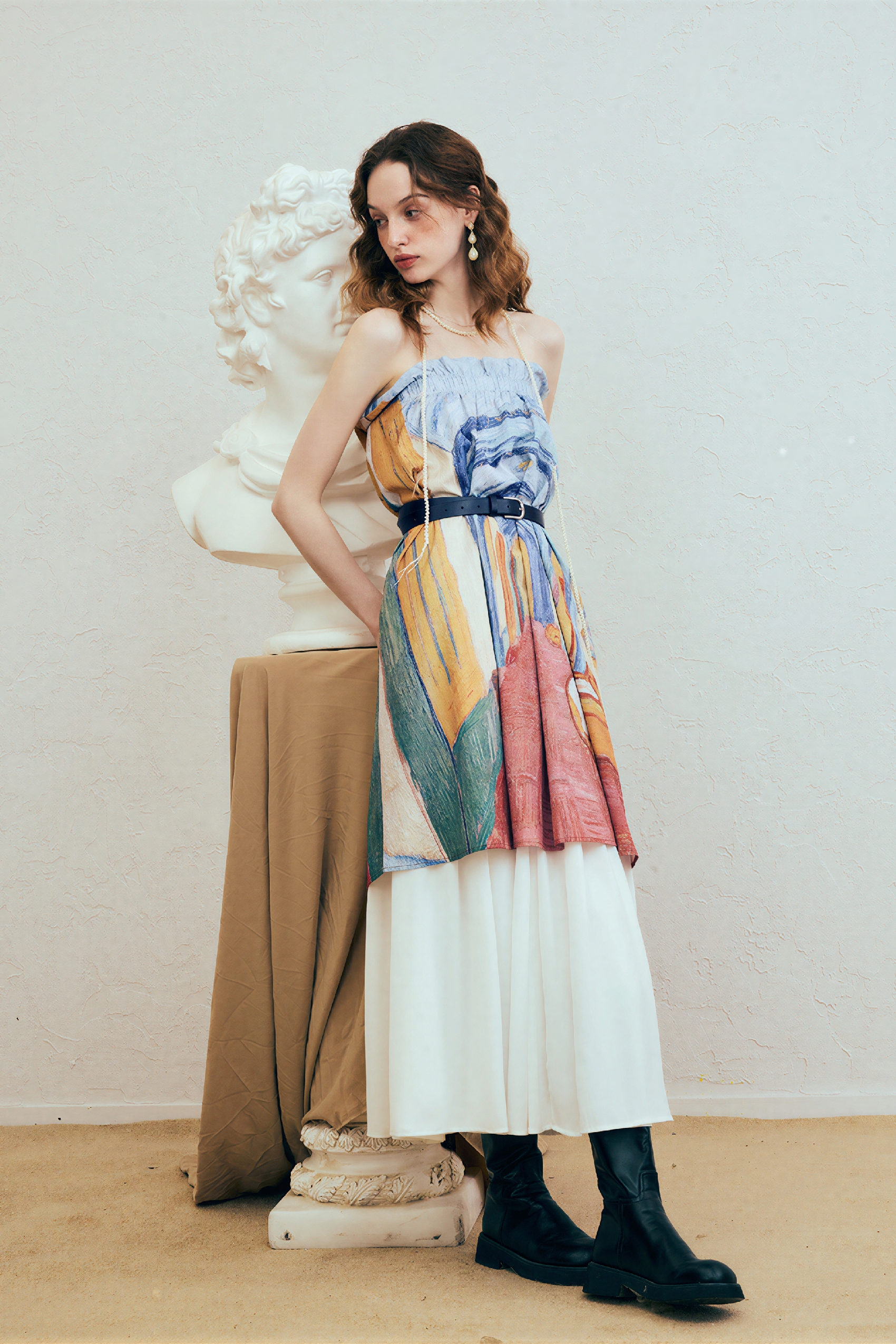 Van Gogh-Inspired Asymmetric Art Print Skirt