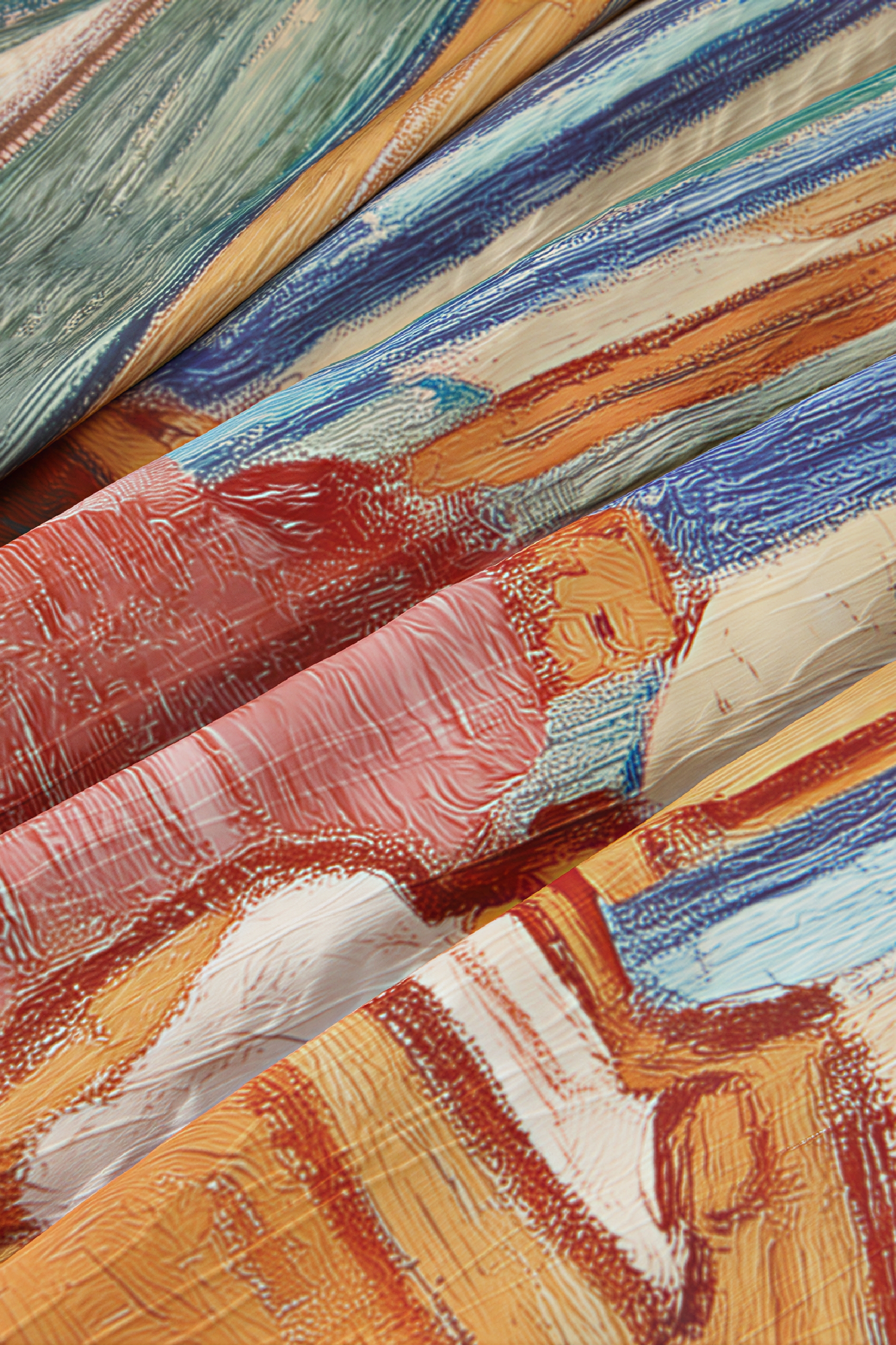 Van Gogh-Inspired Asymmetric Art Print Skirt