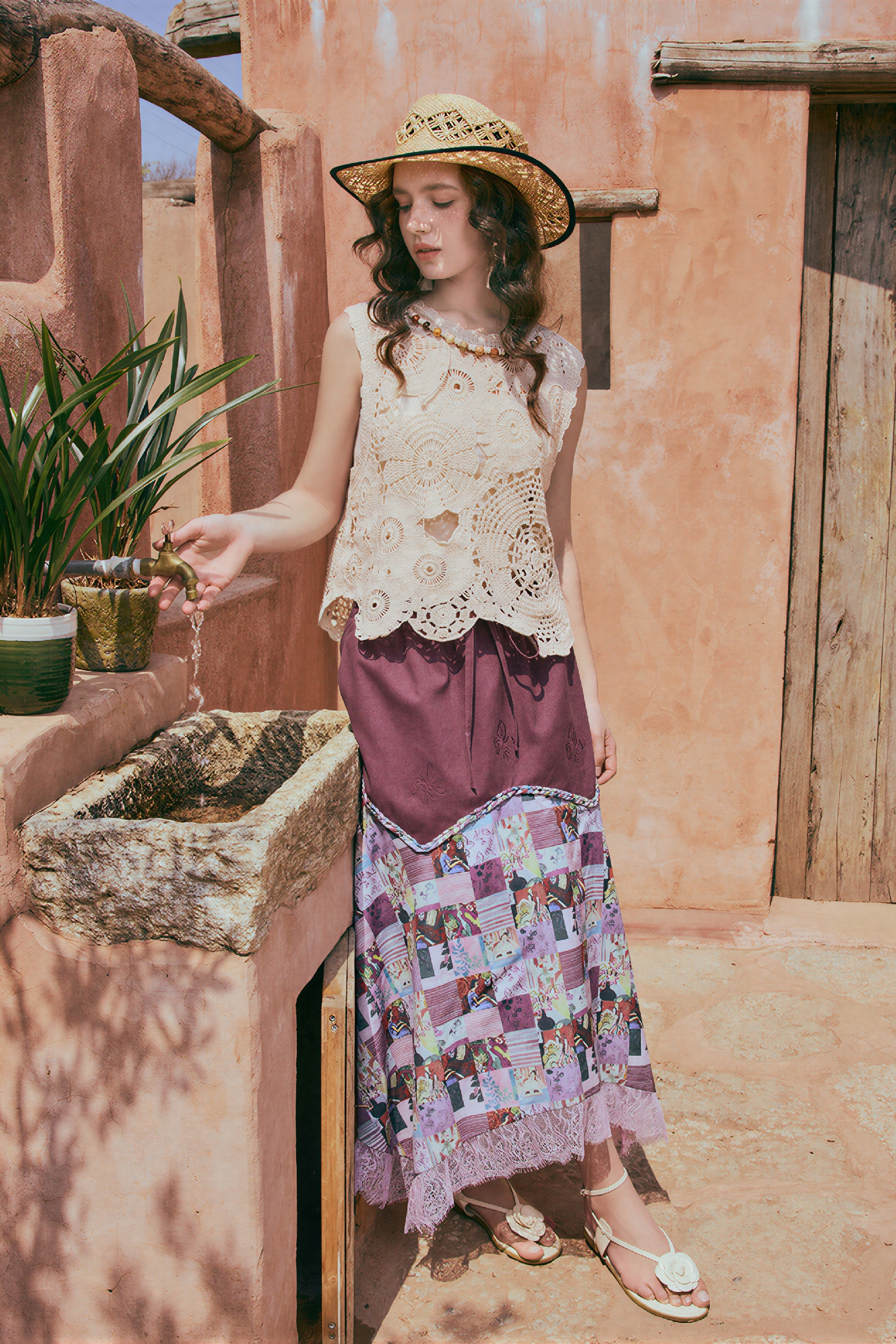 Vintage Relaxed-Fit Printed Skirt