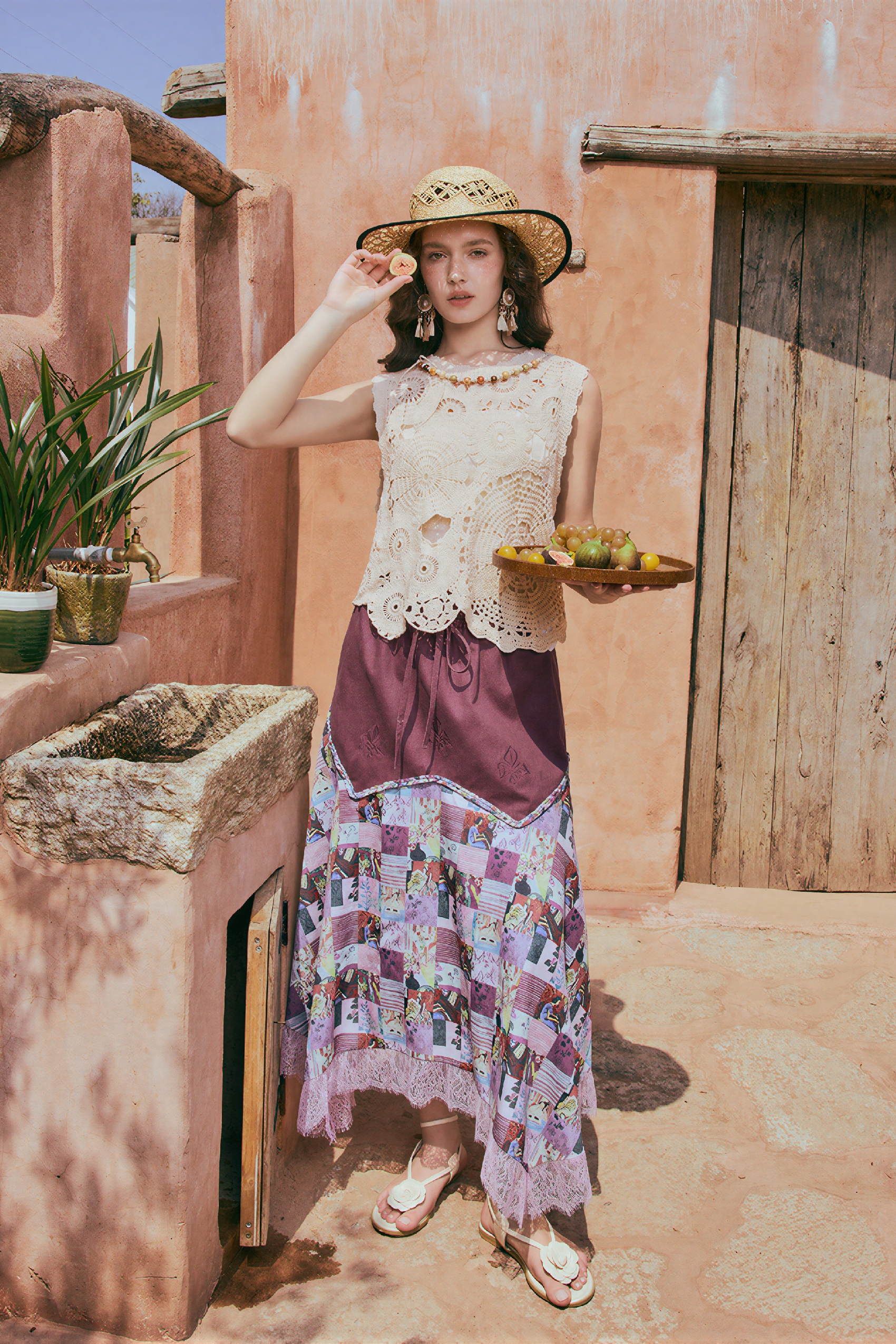 Vintage Relaxed-Fit Printed Skirt